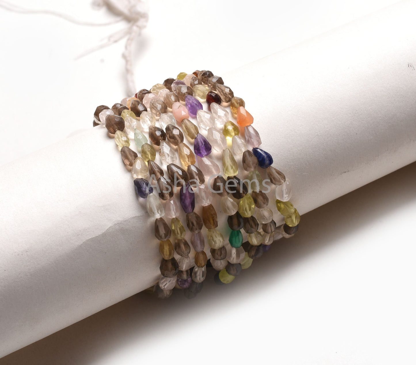 Beautiful Multi Color Stone Faceted Drop Shape Beads,8" Strand Natural Mix Gemstone Straight Drill Teardrop Beads, Disco Beads Jewelry SALE