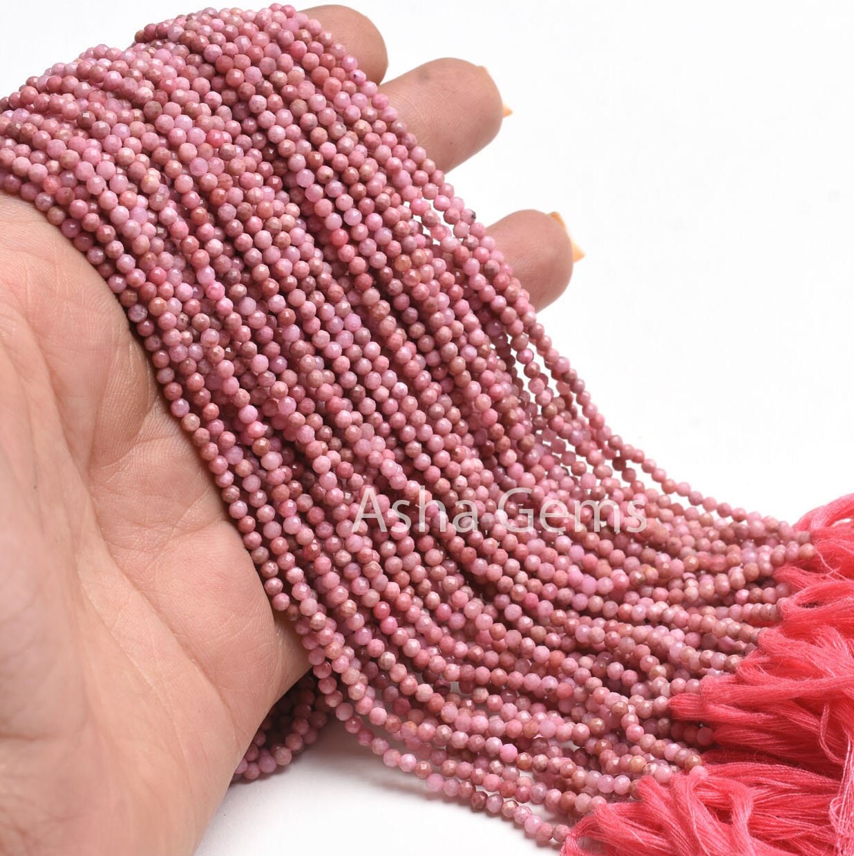 2.5mm Pink Rhodochrosite Micro Cut Gemstone Beads, Natural Rhodochrosite Beads Rhodochrosite Machine Cut Rondelle Bead Necklace Jewelry SALE
