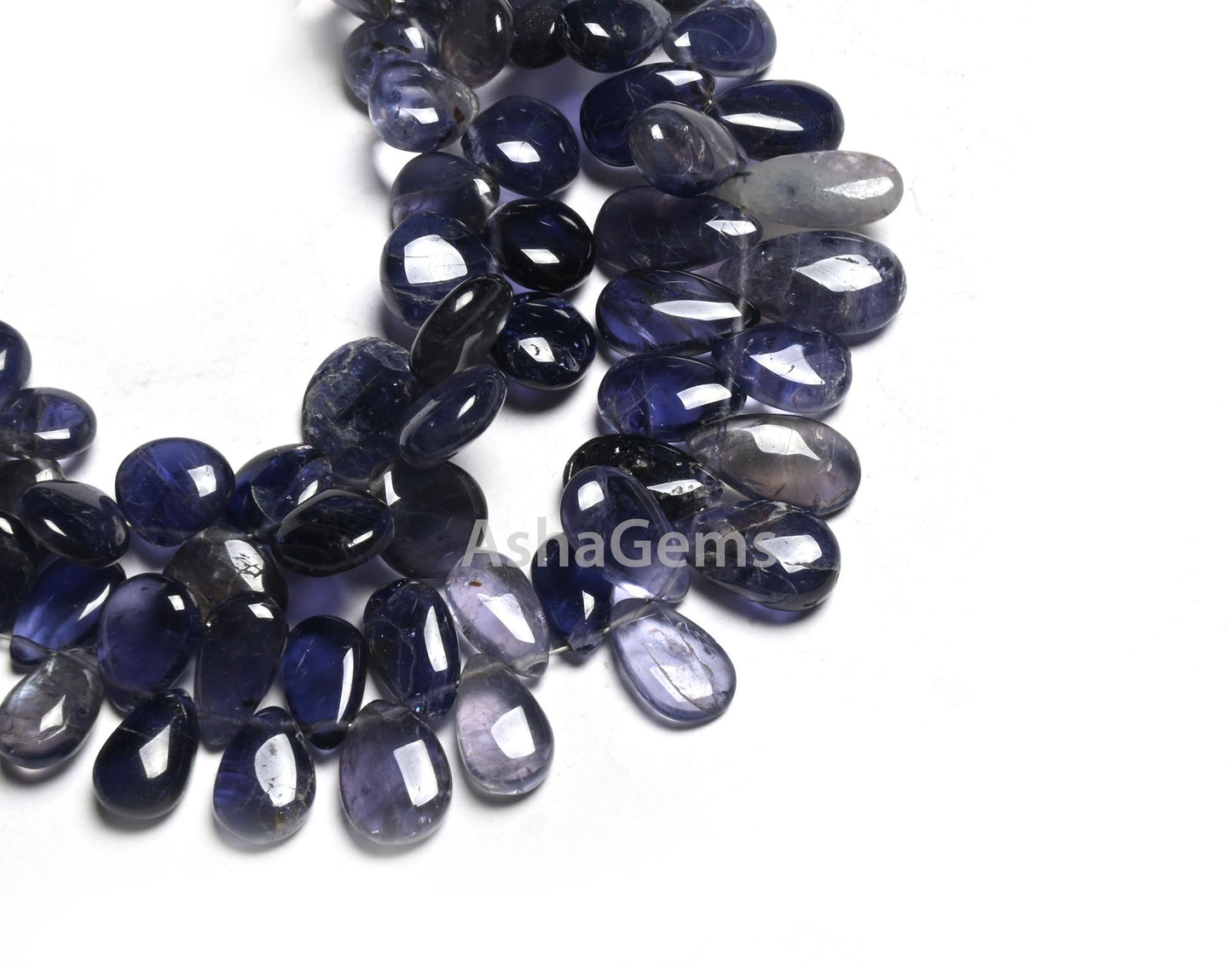 Beautiful Natural Iolite Smooth handmade Gemstone Beads, Fine Blue Iolite Heart, Pears Side Drill Beads,8" Fine Iolite Beads Jewelry makings