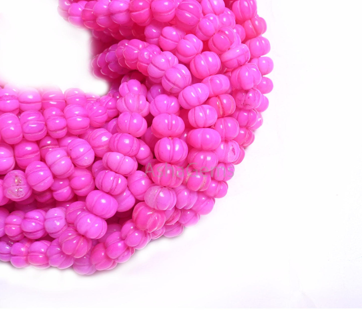 AAA Hot Pink Opal Carved Watermelon Beads, Beautiful Pink Opal Carving Pumpkin Beads, Opal Melon Handmade Carve Gemstone Beads Jewelry Craft