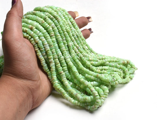 Beautiful Green Opal Smooth Uneven Shape Tyre Beads, Mint Green Opal Plain Handmade Gemstone Beads, Green Opal Beads For Jewelry Making SALE