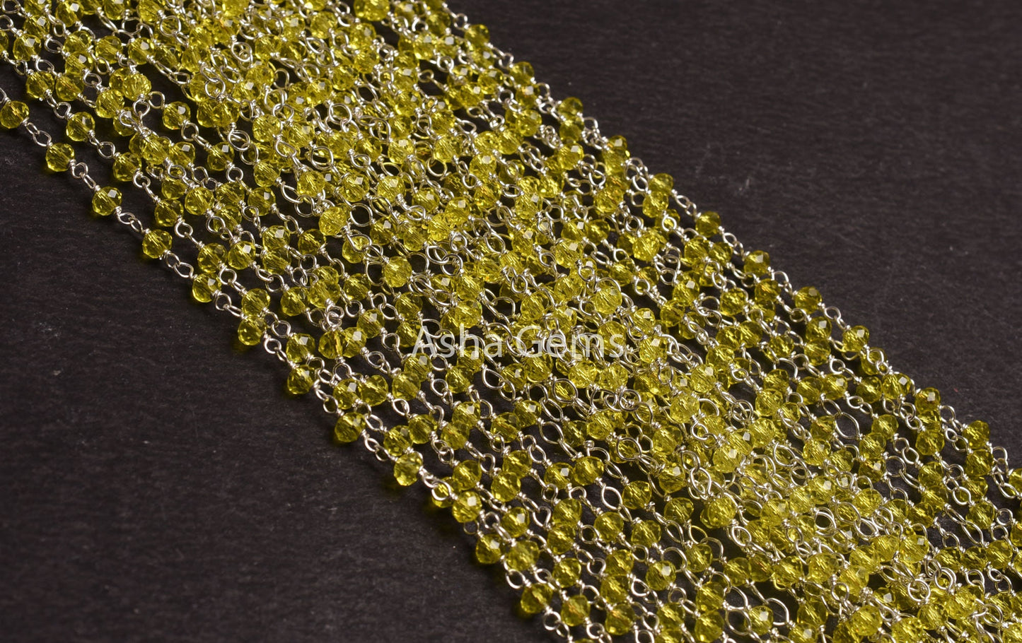AAA Lemon Quartz Hydro Micro Cut Beads Rosary Chain,3mm Silver Plated wire Wrap Rondelle Beaded handmade Chain Jewelry making Necklace Craft