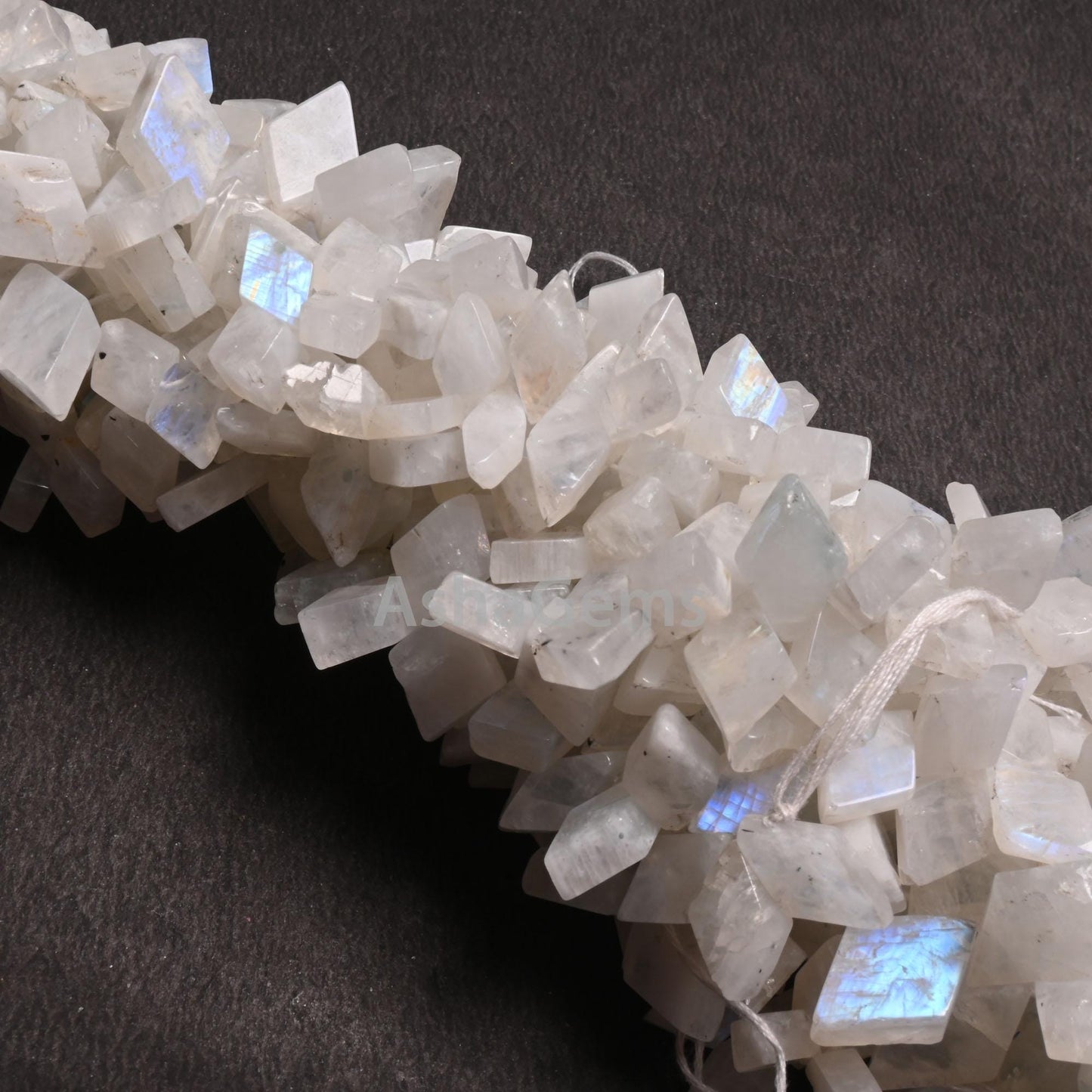 Flashy Rainbow Moonstone Smooth Rhombus Shape Beads, White Rainbow Fancy Flat rhombus Side Drill Blue Fire rainbow Beads Jewelry Crafts SALE