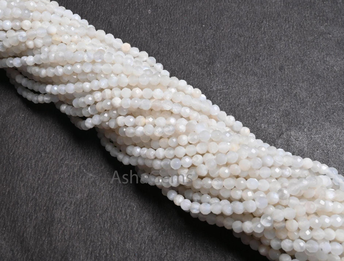 3.1 mm AAA Quality White Moonstone Faceted Rondelle Micro cut Beads,12.5" Natural Moonstone Machine Cut Gemstone Bead Necklace Jewelry Craft