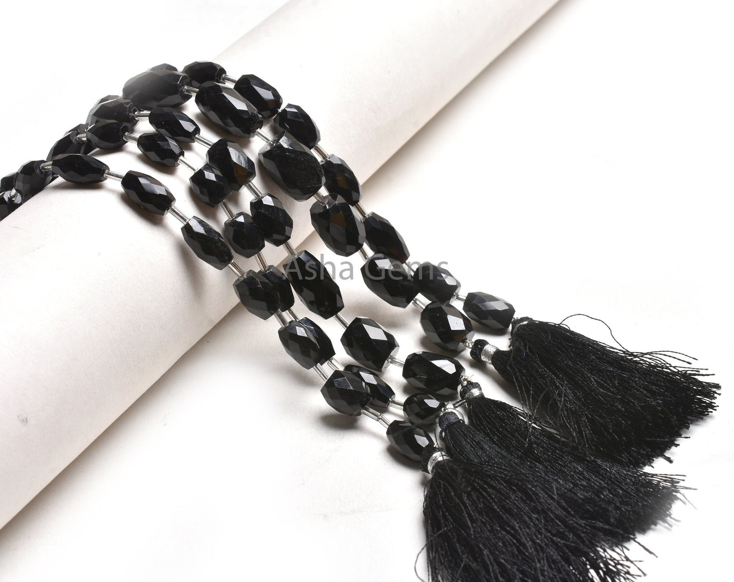 AAA Quality Black Onyx Fancy Barrell Shape faceted Gemstone Beads, Onyx Fancy Loi Shape Straight Drill Bead Black Onyx Beads Jewelry Crafts