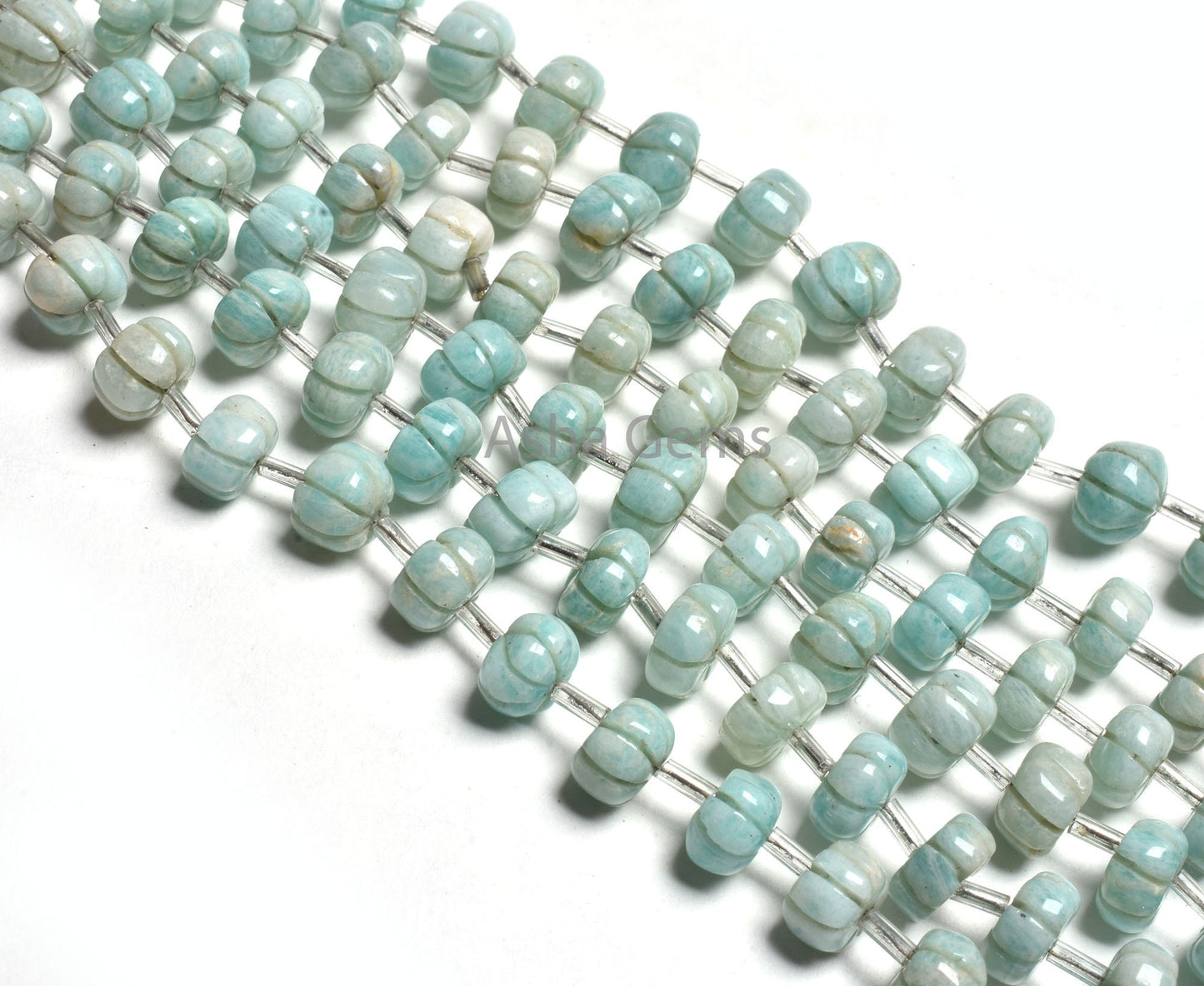 Blue Amazonite Carving watermelon Beads, Natural Amazonite Carved Pumpkin Gemstone Beads, Fine Amazonite Carve Handmade Bead Jewelry Crafts