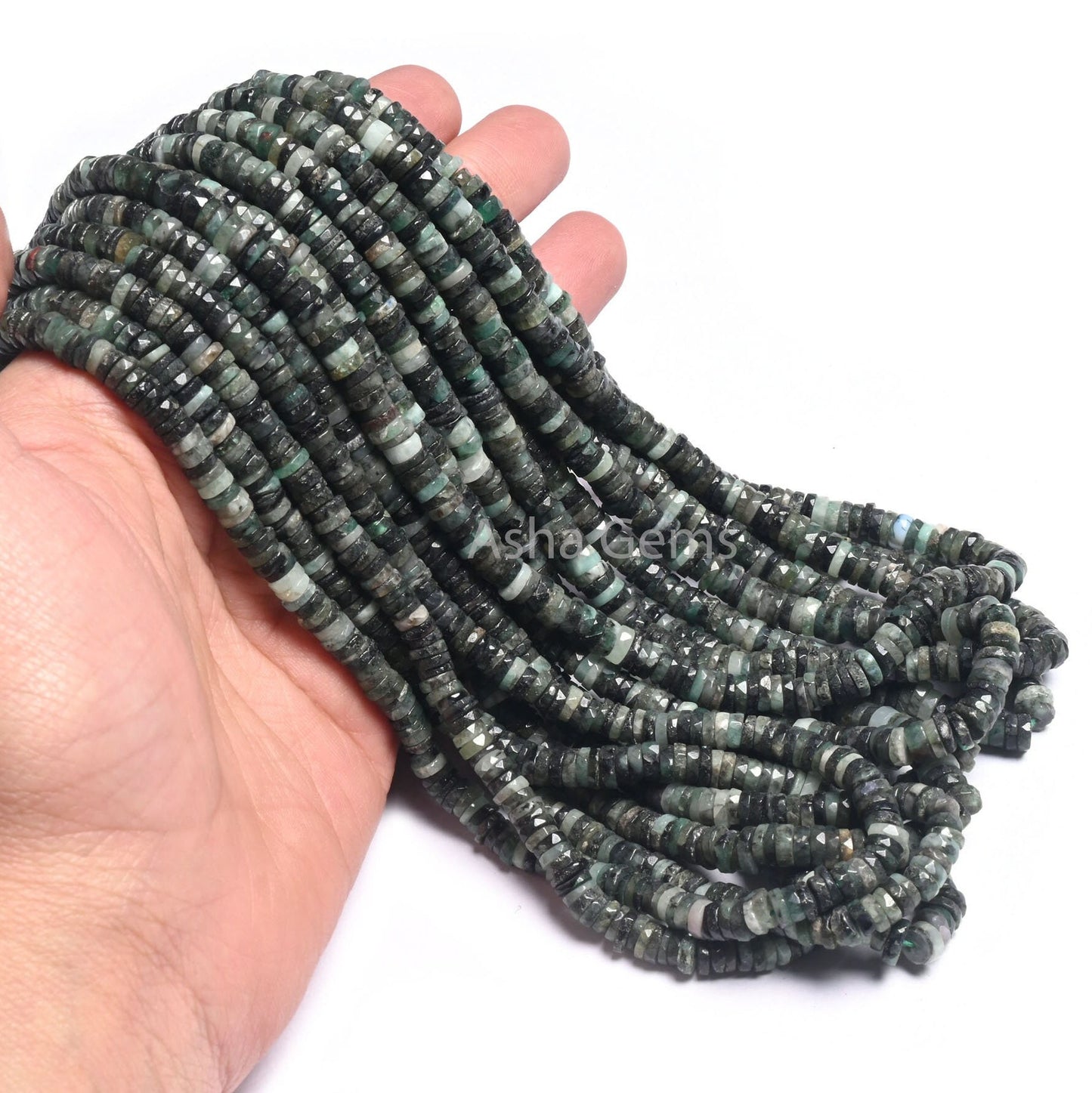 Natural Emerald Faceted Tyre Shape Beads, Sakota Emerald Shaded Indian Cut Heishi Tyre Gemstone Beads, Emerald Disc Bead Jewelry Making SALE