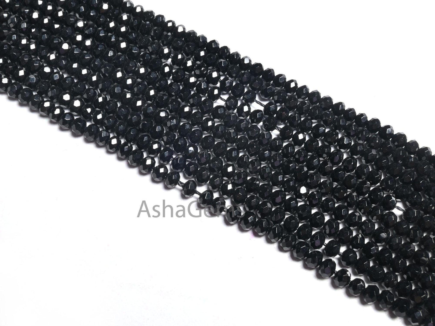 4 mm Beautiful Black Jade Quartz faceted Rondelle Shape Beads,14" AAA Coal Black Jade Quartz machine cut Gemstone Beads Jewelry Crafts SALE