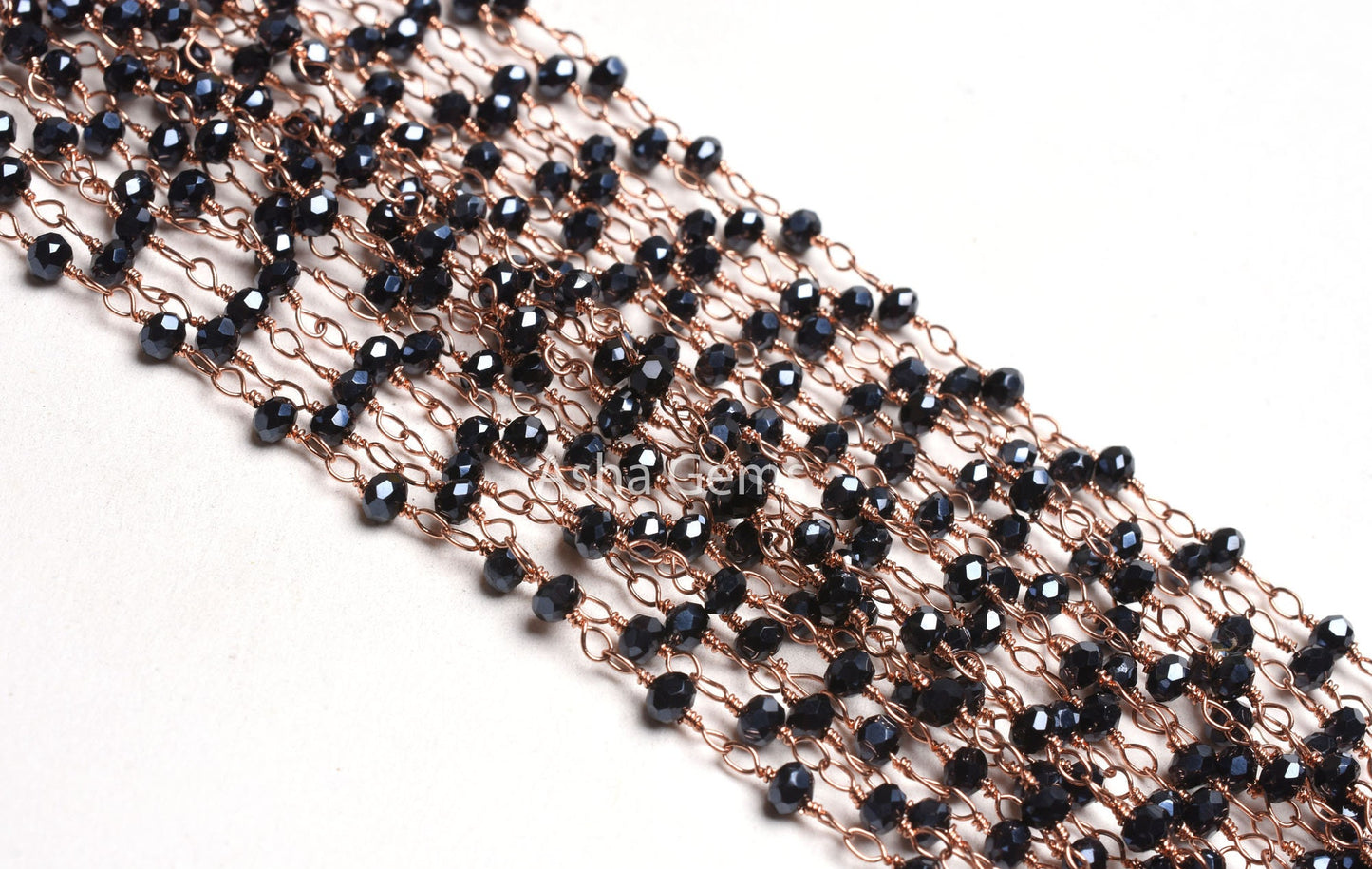 AAA Black Spinal Hydro Silver Coated Beads Rosary Chain By Feet Copper Plated 3mm Spinel Hydro Faceted Rondelle Chain For Jewelry Craft SALE