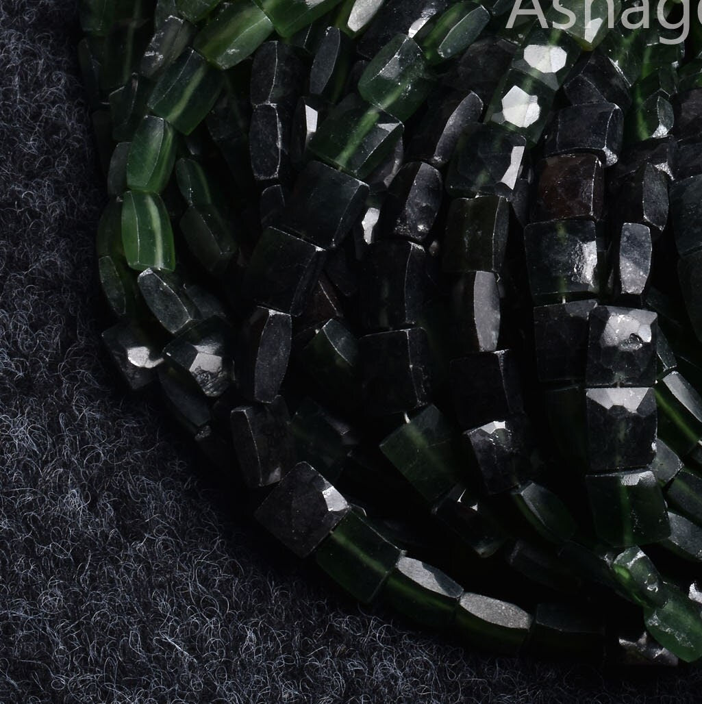 Beautiful Serpentine Fancy Chiclet Shape Beads,10" Natural Shaded Green Serpentine Faceted rectangle Beads Jewelry Briolette Gemstone Sale