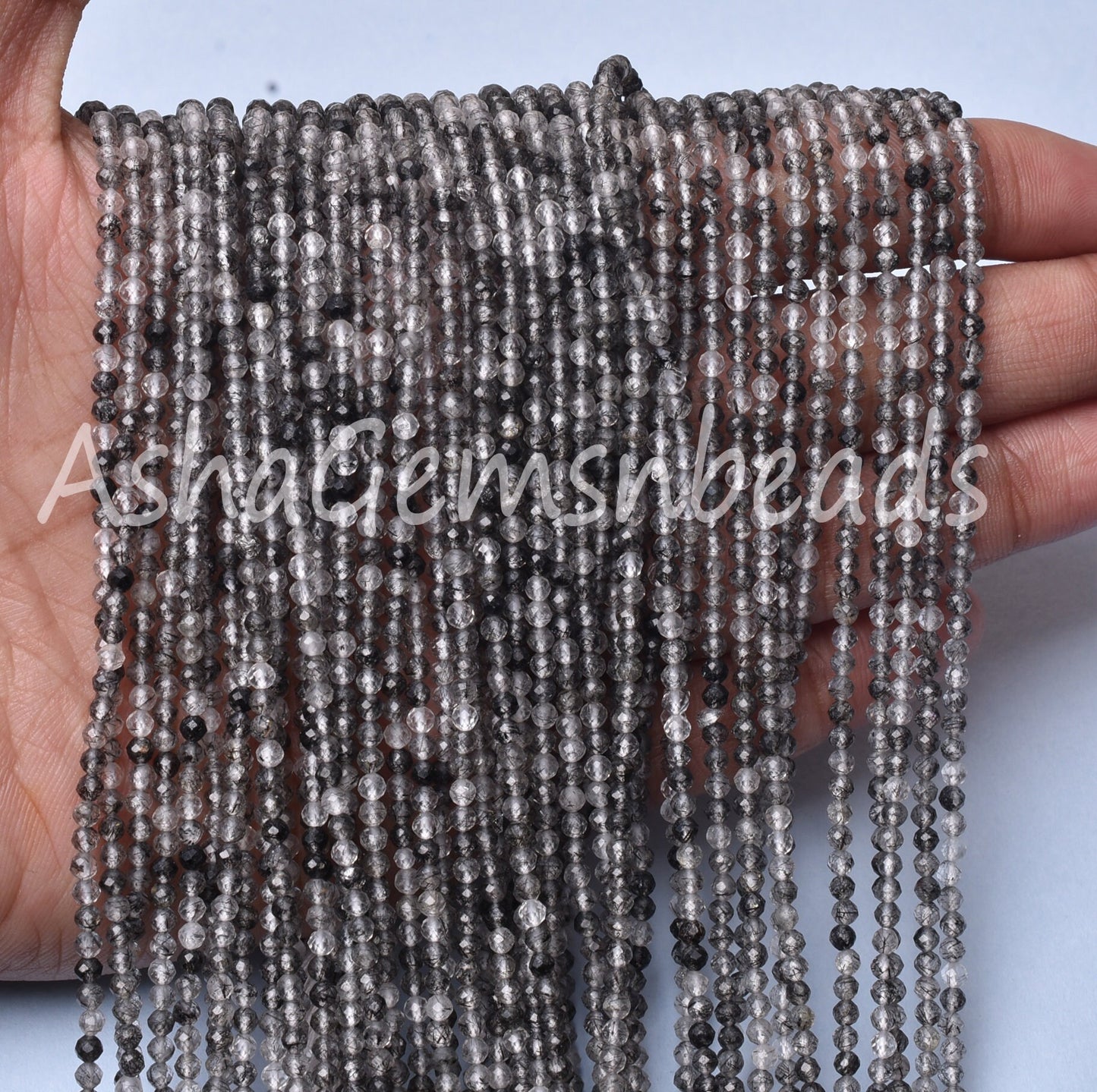 AAA Quality Black Rutile Faceted Micro Cut Beads,2.5mm Natural Rutilite Machine Cut Rondelle Gemstone Beads,13" Rutile Bead Necklace Jewelry