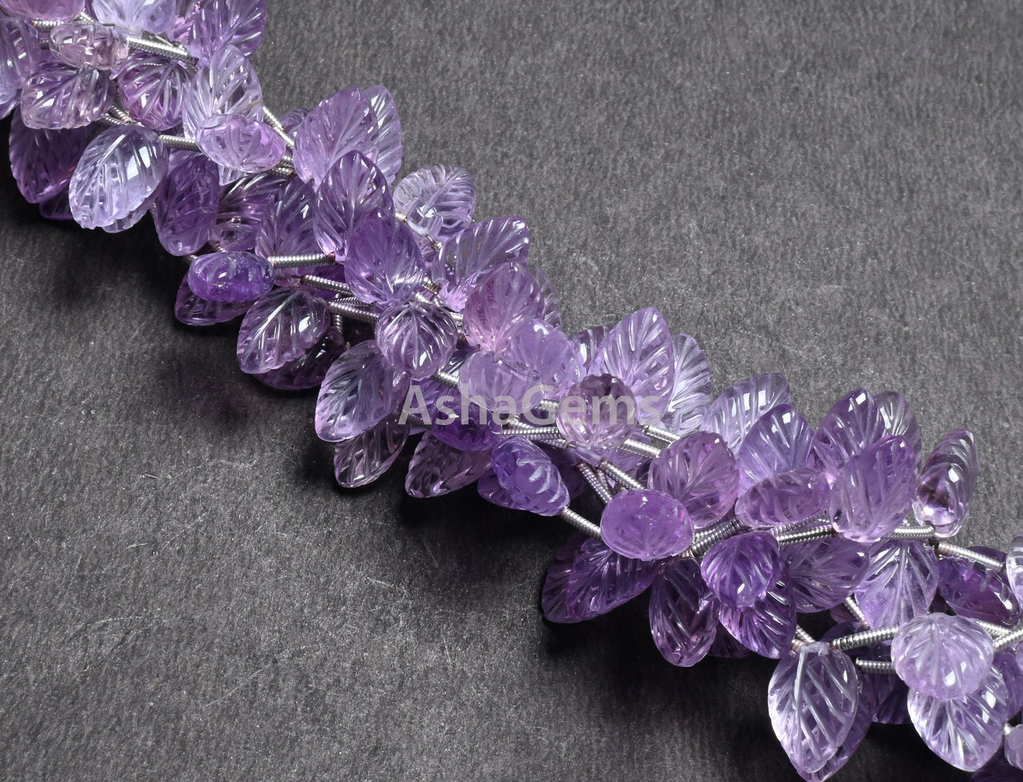 AAA Quality Pink Amethyst Fancy Leaf Shape Carved Gemstone Beads,8" Natural Amethyst Carve Pear Briolette Handmade Bead Jewelry Making Craft