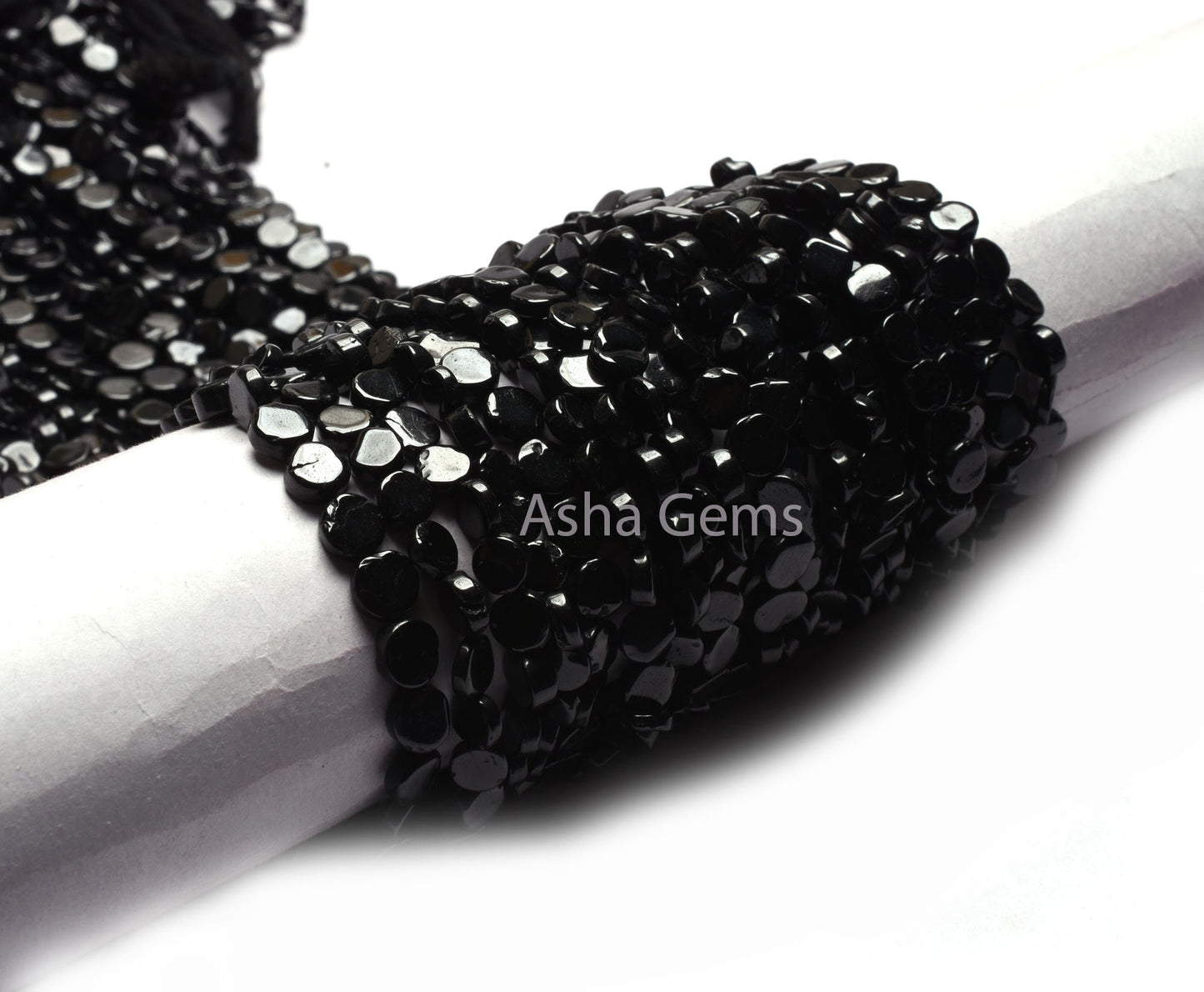 13" Strand Black Spinal Smooth Flat Coin Straight Drill Beads, Natural Black Gemstone Spinel Uneven Coin Handmade Bead Spinel Jewelry Crafts