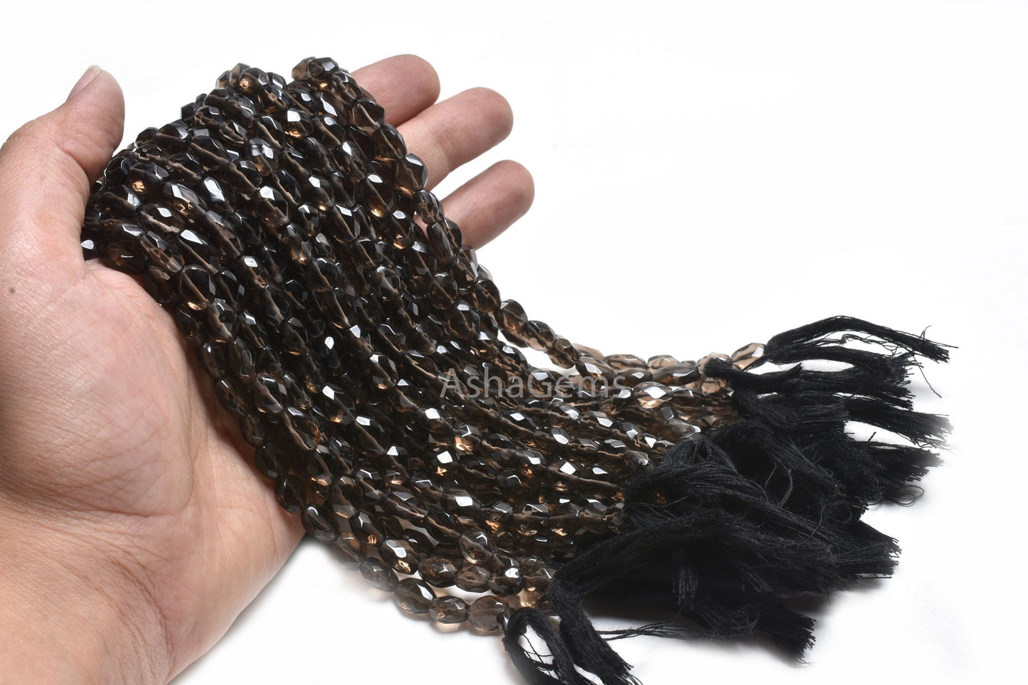 Beautiful Smoky Quartz Faceted Oval Beads, Fine Smoky Indian Hand Cut Oval Straight Drill Gemstone Beads, Natural Black Smoky Beads jewelry