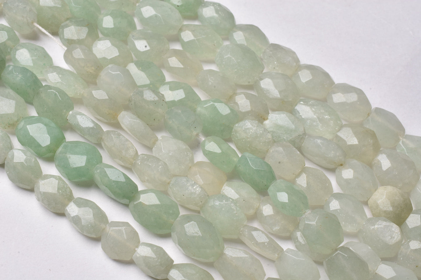 Natural Green Aventurine Faceted Oval Shape Beads,13" Strand Shaded Aventurine Hand Cut Oval Gemstone Beads, angoori Margaj Beads Handmade