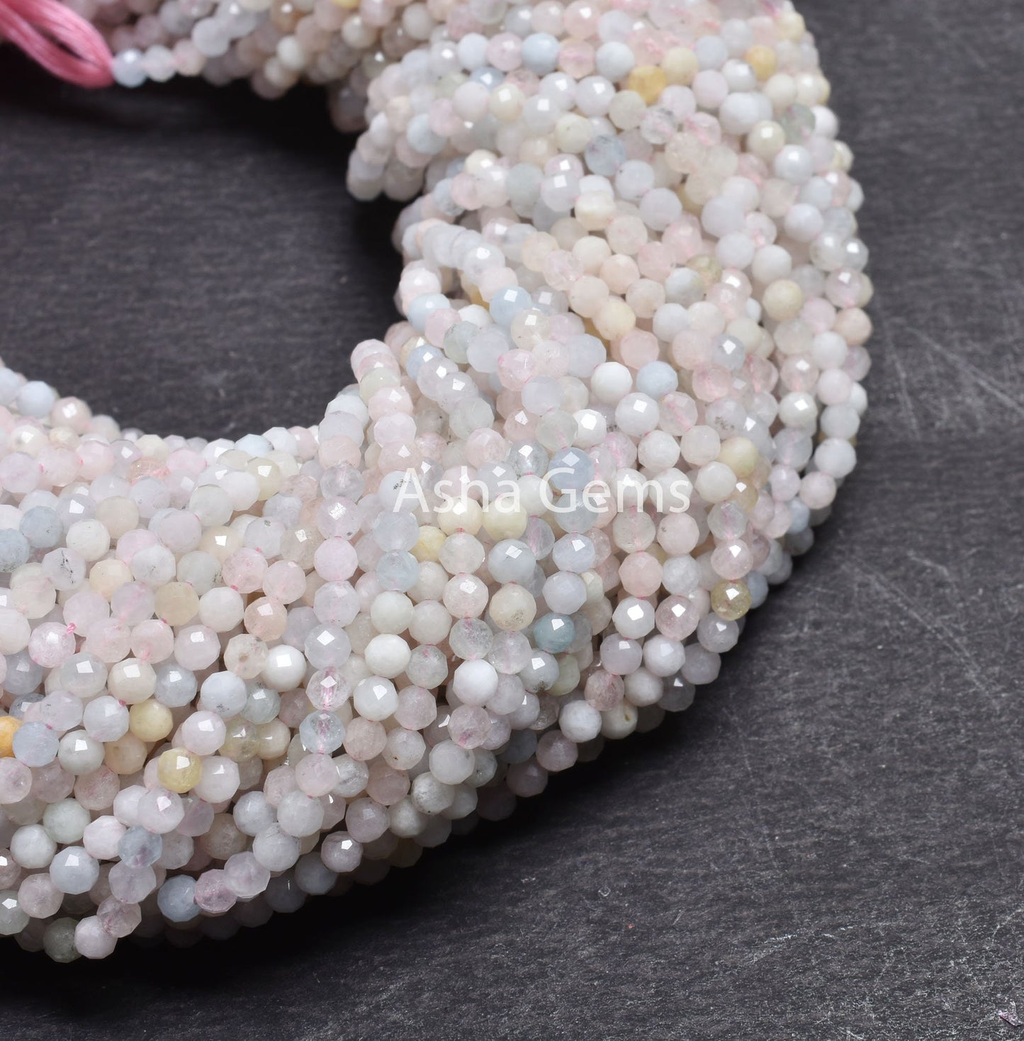 3.5 mm Fine Morganite Quartz Machine Cut Round Ball Beads, Shaded Pink Morganite Quartz Micro Cut Gemstone Roundelle Bead Jewelry Craft SALE