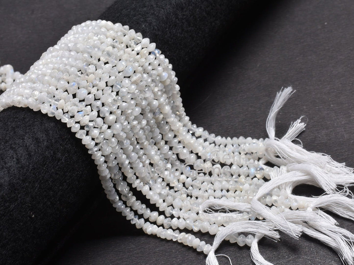 14"Strand Natural Flash Rainbow Moonstone Smooth Button Shape Gemstone Beads, White Rainbow Handmade Button Center Drill Beads Jewelry Craft