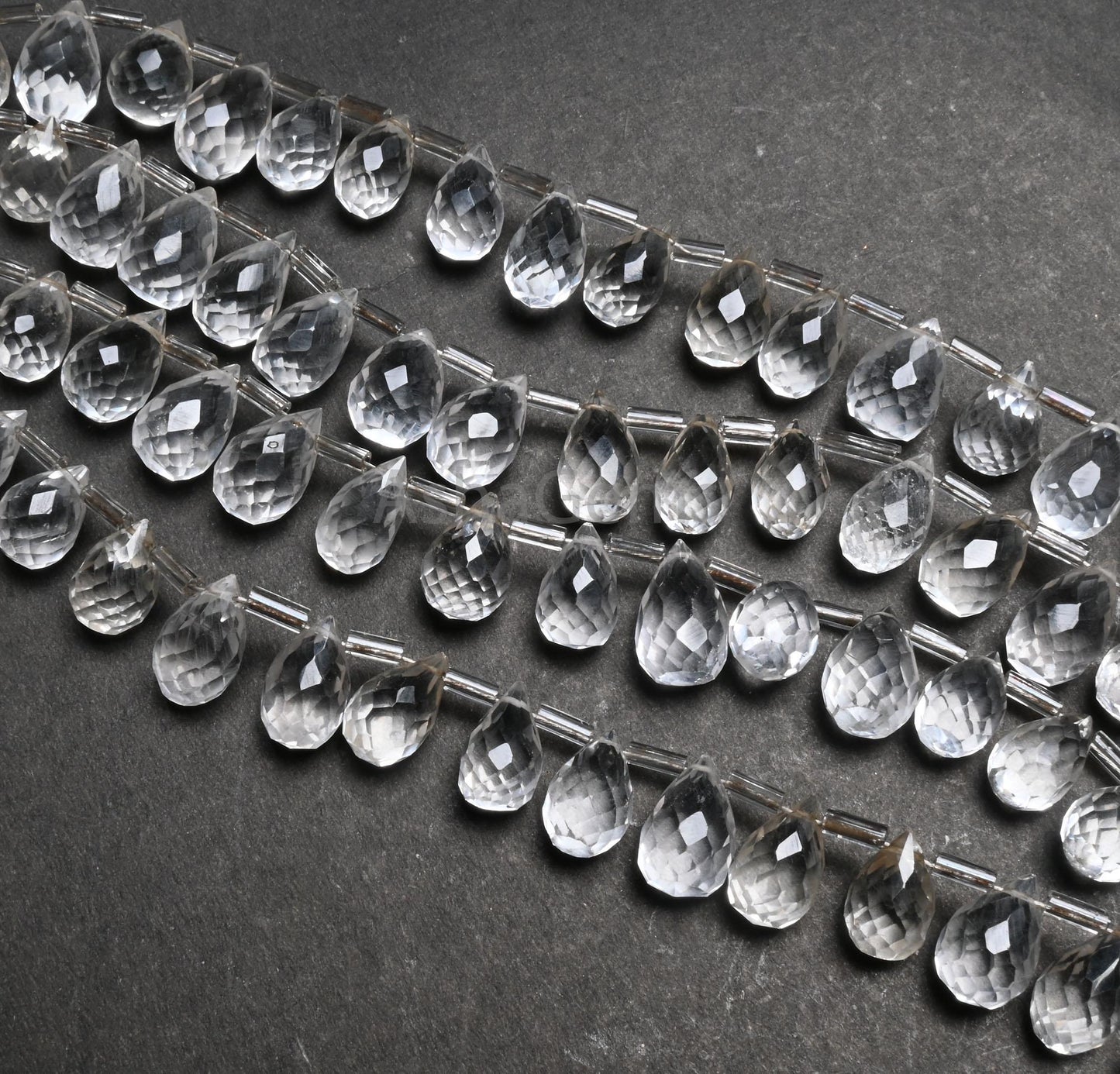 Natural White Crystal Quartz Faceted Drop Beads, Fine Quality Crystal Side Drill Teardrop Briolette Gemstone Beads Jewelry making Craft SALE