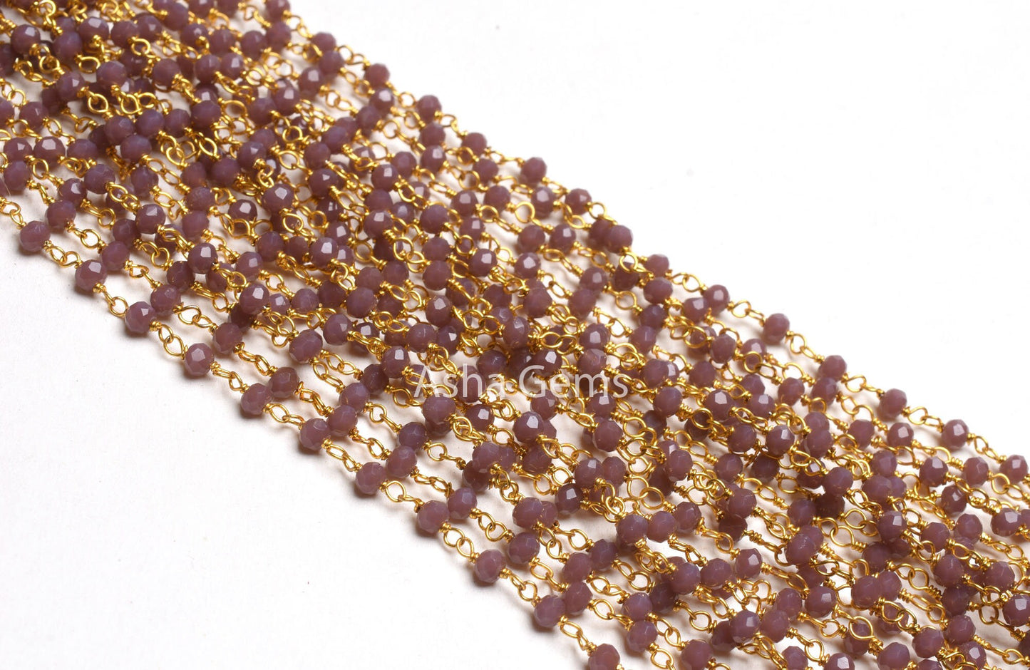 Dark Lavender Hydro Gold Plated Faceted Rondelle Beaded Rosary Chain,Bulk Roll Wire,Jewelry Making Finding,Rosary Chain 3-3.5mm,Beaded Chain