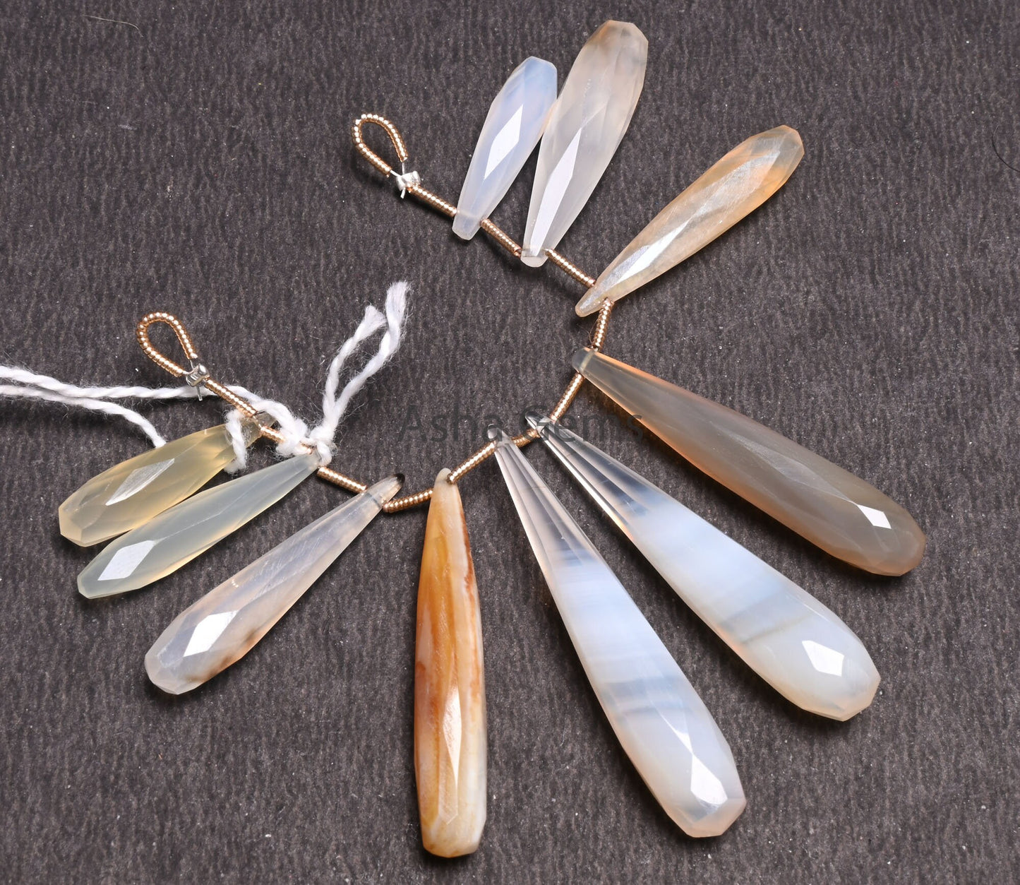 Beautiful Multi White Grey Chalcedony Silver Coated Drop Beads, Fine Chalcedony Faceted Fancy Long Pencil Teardrop Gemstone Beads Jewelry