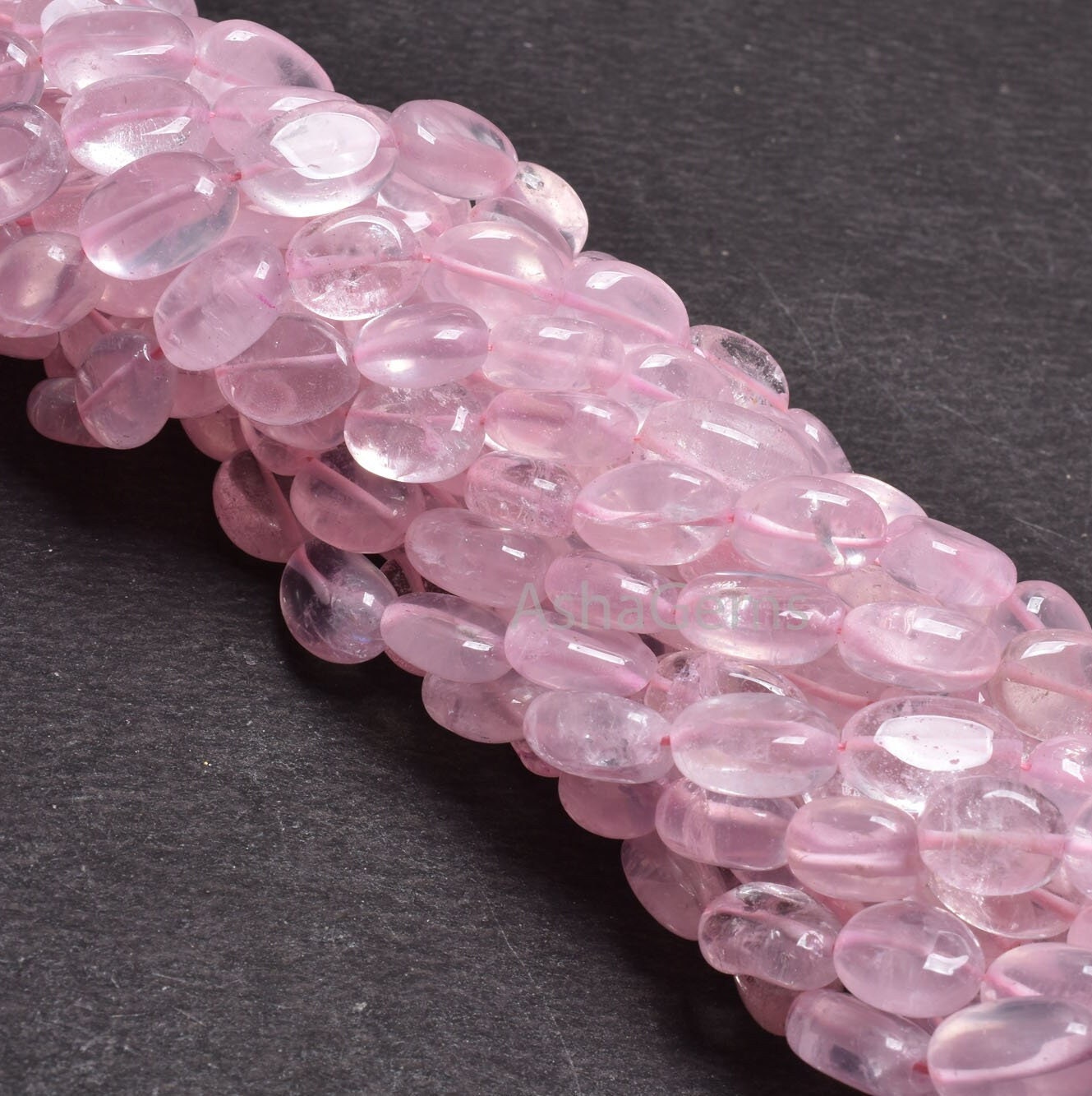 Natural Rose Quartz Smooth Oval Gemstone Beads,12" Strand Pink rose Quartz Plain Handmade Uneven Oval Shape Loose Beads Jewelry Crafts SALE