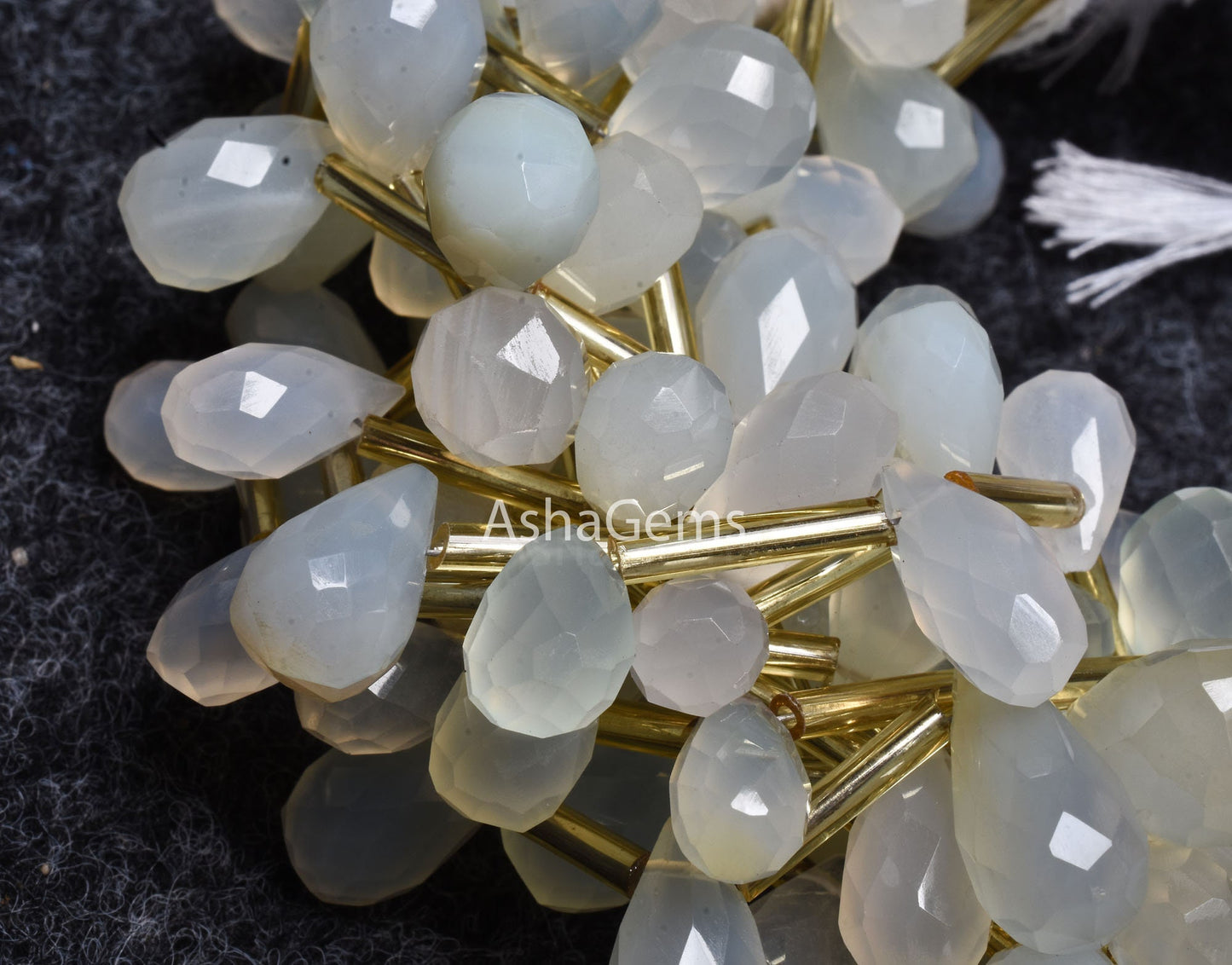Beautiful White Chalcedony faceted Drops beads, Chalcedony beads,7.5"Strand off White Chalcedony Handmade Indian Cut Teardrop Beads Jewelry