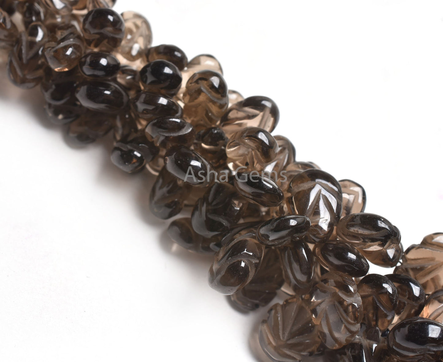 Fine Quality Smoky Quartz Carving Pear Shape Beads,6x9-10x15 mm Natural Smoky Carved Teardrop Fancy Gemstone Beads Smoky Carve Handmade Bead