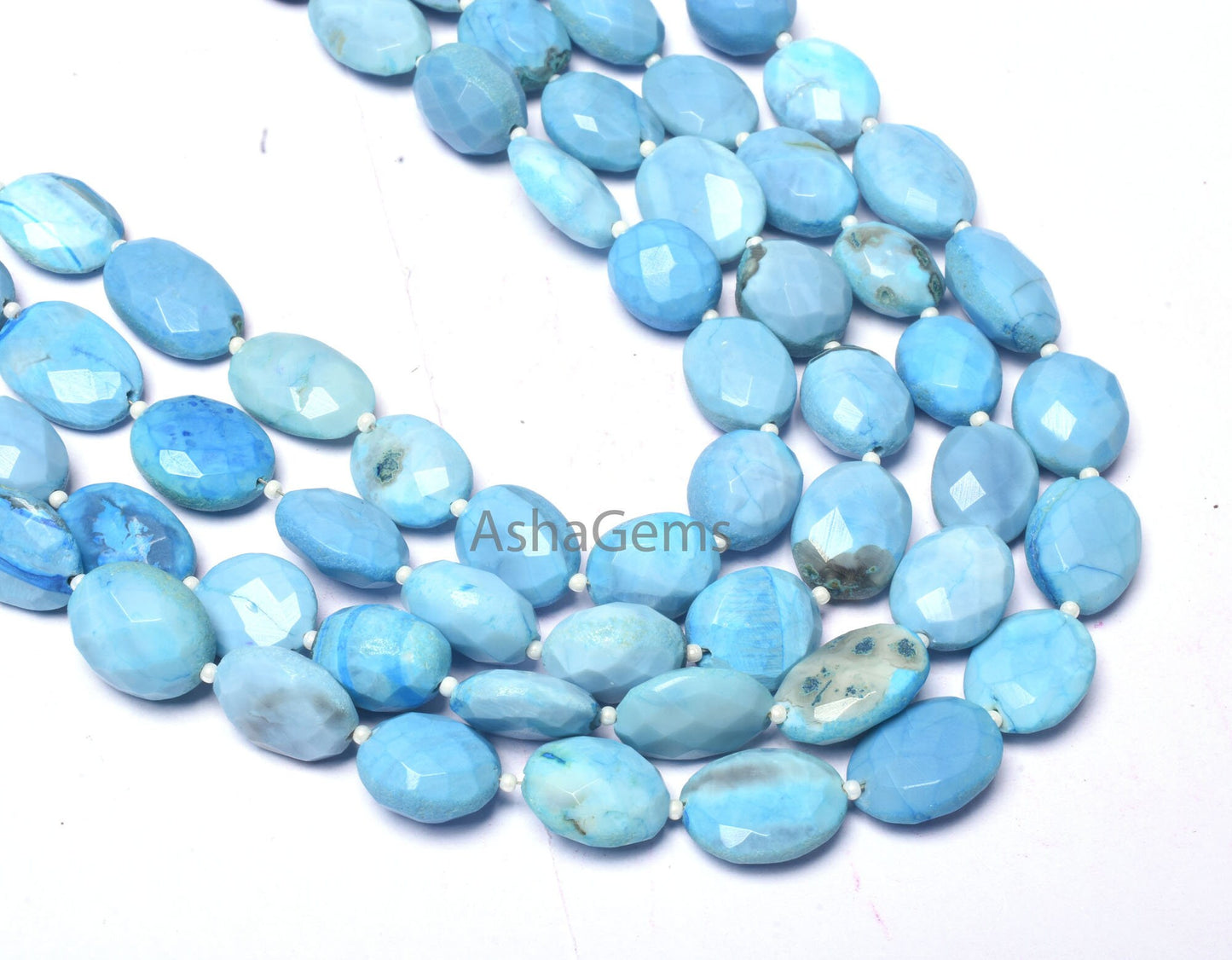 Beautiful Blue Opal Faceted Oval Shape Beads, Turquoise Blue Opal Gemstone Beads Opal Handmade Indian Cut Bead For Jewelry Making Craft SALE