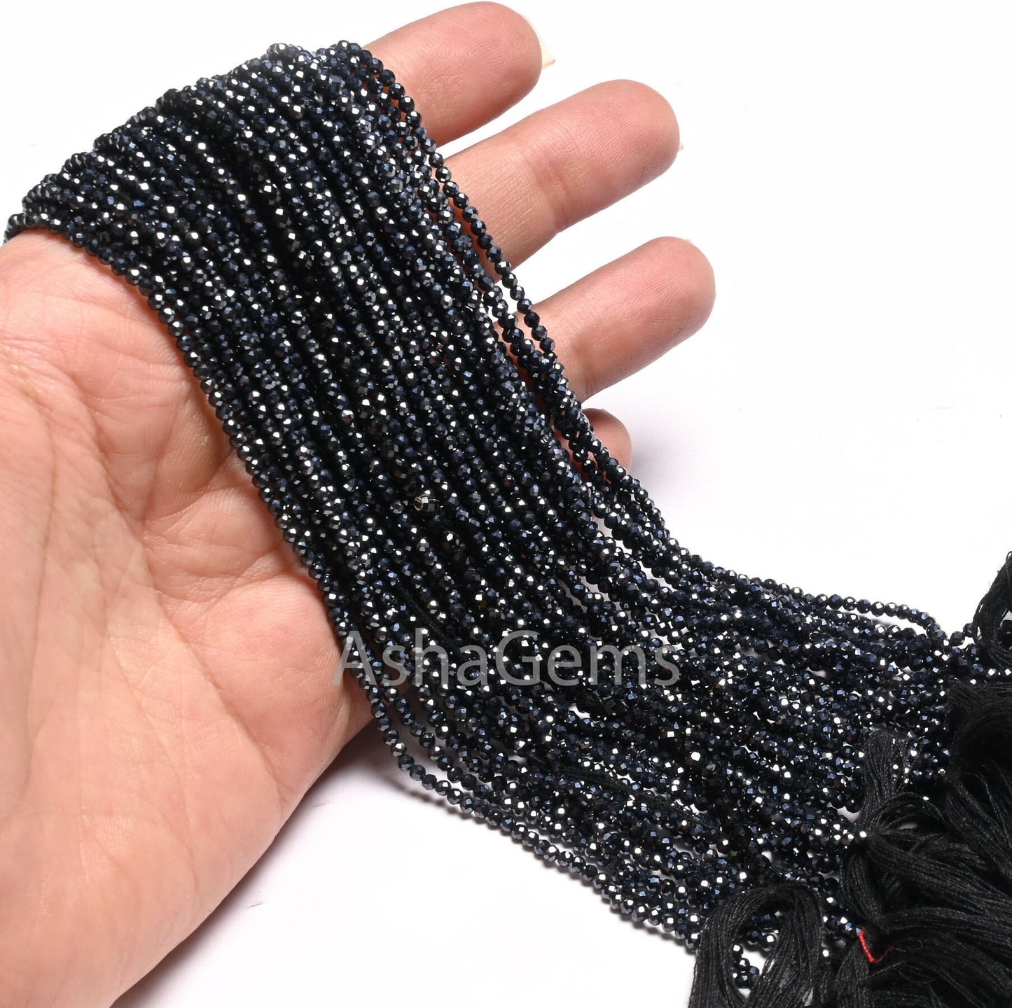 2.2 mm Black Spinel Silver Coated Micro Cut Rondelle Gemstone Tiny Beads,13"Coated Spinel Faceted Machine Cut Spinal Bead Jewelry Craft SALE
