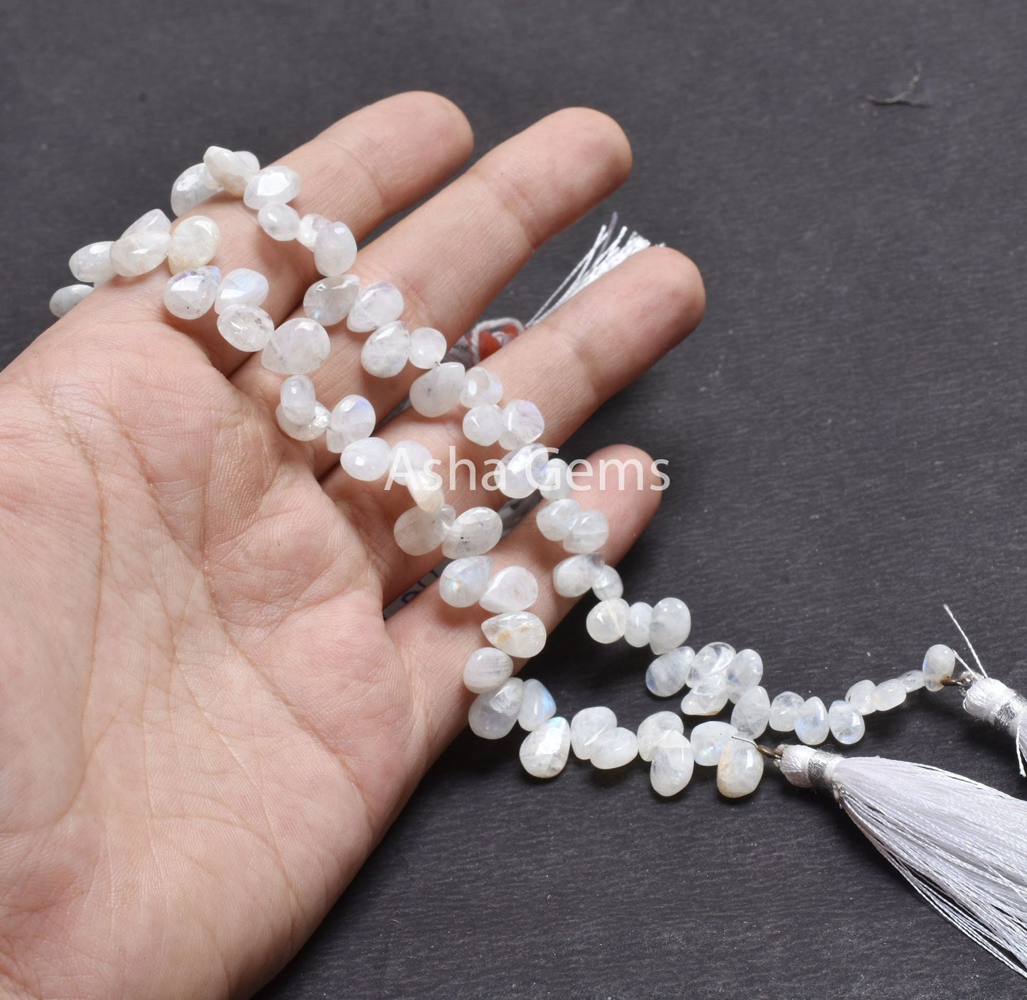 Beautiful Rainbow Moonstone Smooth Pear Shape Beads,8" White Rainbow Plain Handmade Teardrop Gemstone Loose Beads Jewelry Making Craft SALE