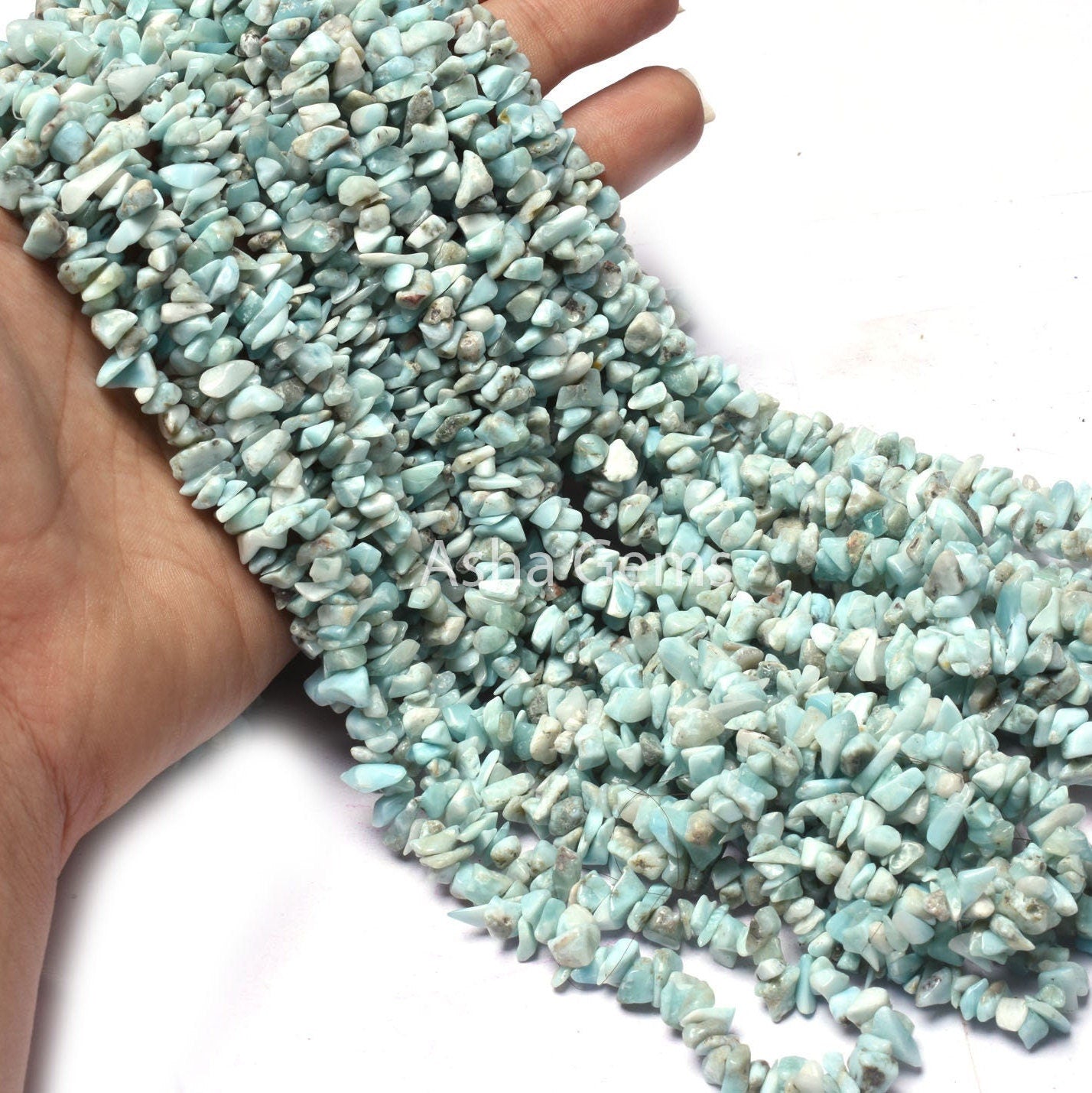 Natural Blue Larimar Uncut Chips Gemstone Beads,34" Strand Larimar Smooth Raw Rough Tiny Nugget Beads, Larimar Beads Jewelry Craft Necklace