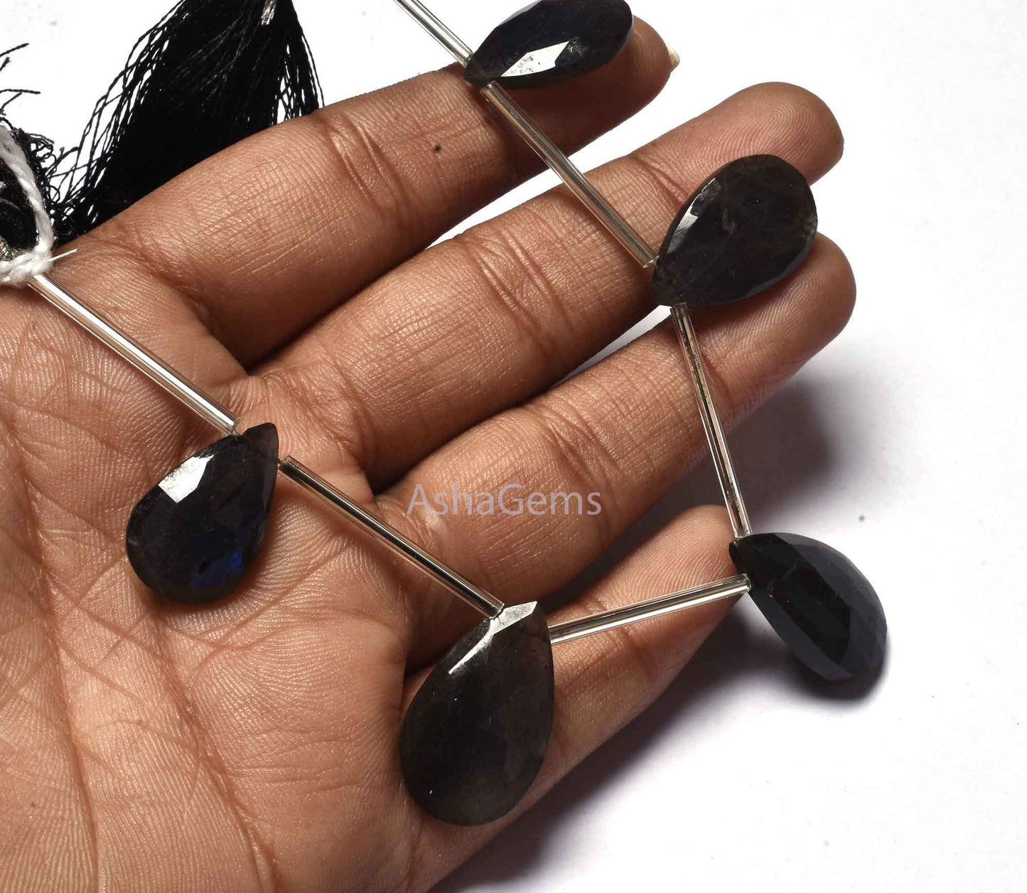 AAA Quality Labradorite Faceted Pear beads, Natural Blue Fire Labradorite Teardrop beads, Flashy Black rainbow Pear Briolette Gemstone Beads