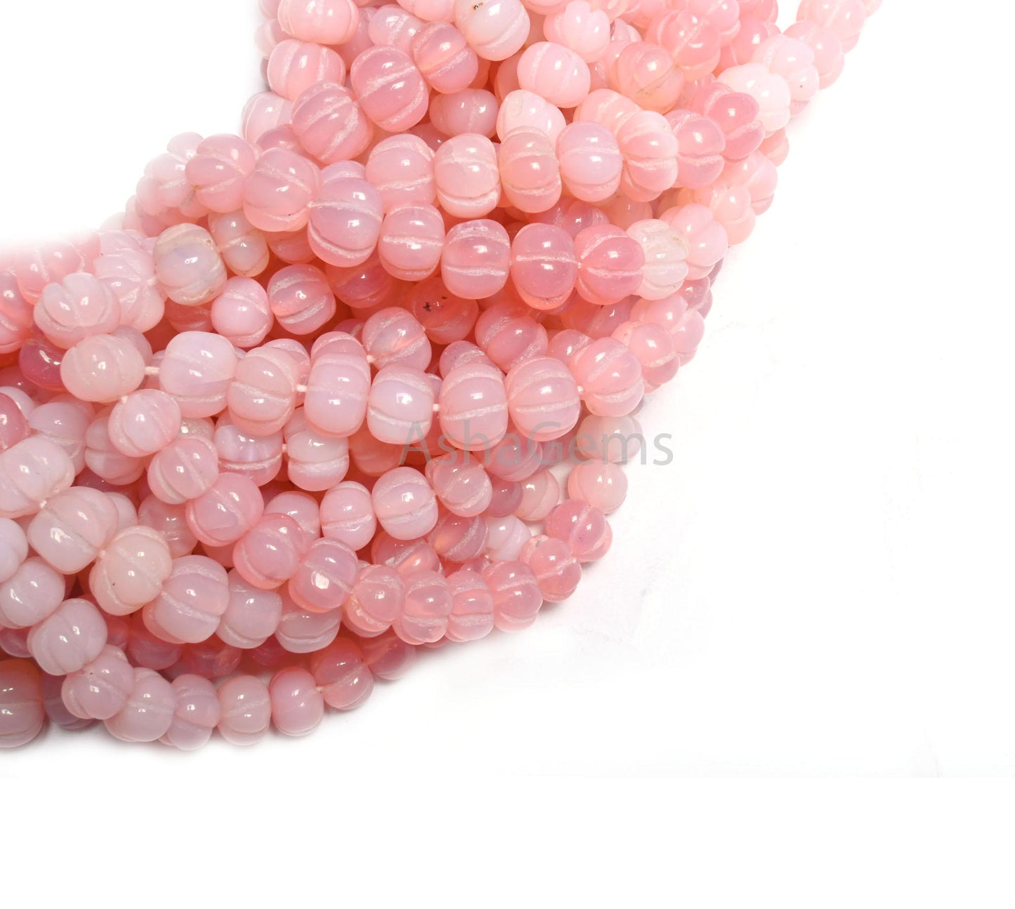 Beautiful Pink Opal Carved Watermelon Shape Beads, Fine Shaded Pink Opal Carving Beads, Opal Melon Hand Carve Pumpkin Gemstone Beads Jewelry