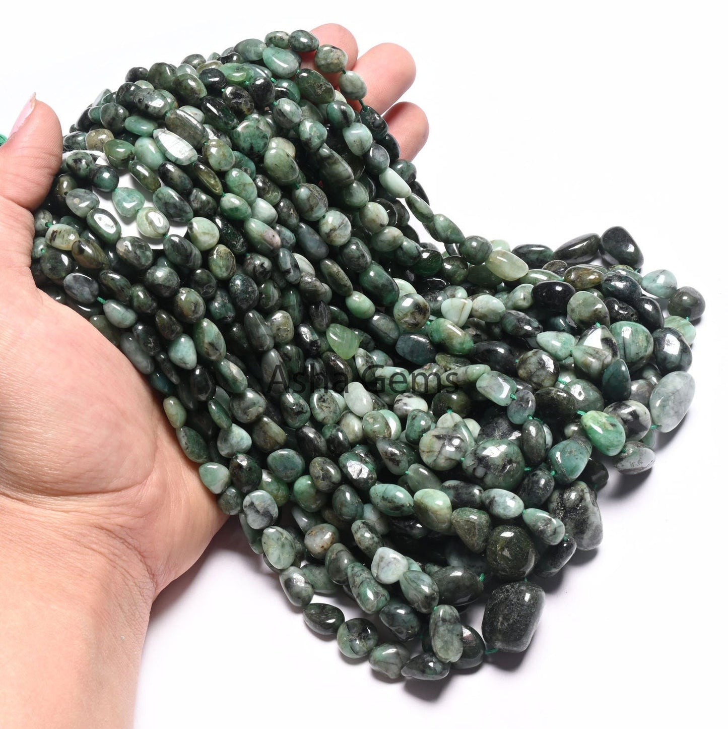 Beautiful Green Emerald Smooth Nugget Gemstone Loose Beads,Sakota Emerald Tumble Handmade Graduation Size Emerald Bead Necklace Jewelry SALE (AG 22301)