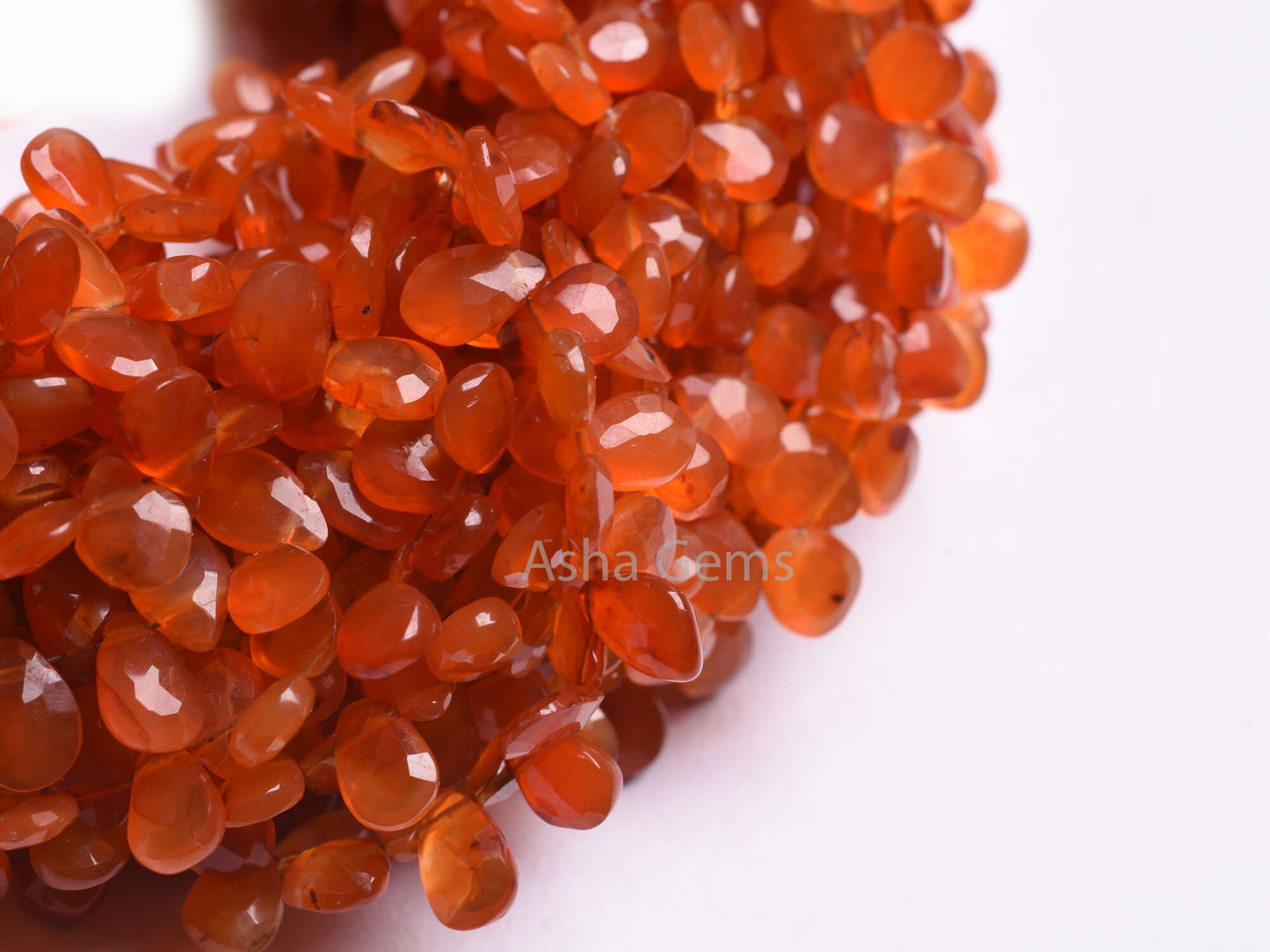 Fine Carnelian Faceted Pear Shape Gemstone Beads,9" Strand Red Carnelian Flat Teardrop Side Drill Beads, Carnelian Beads Jewelry Craft SALE