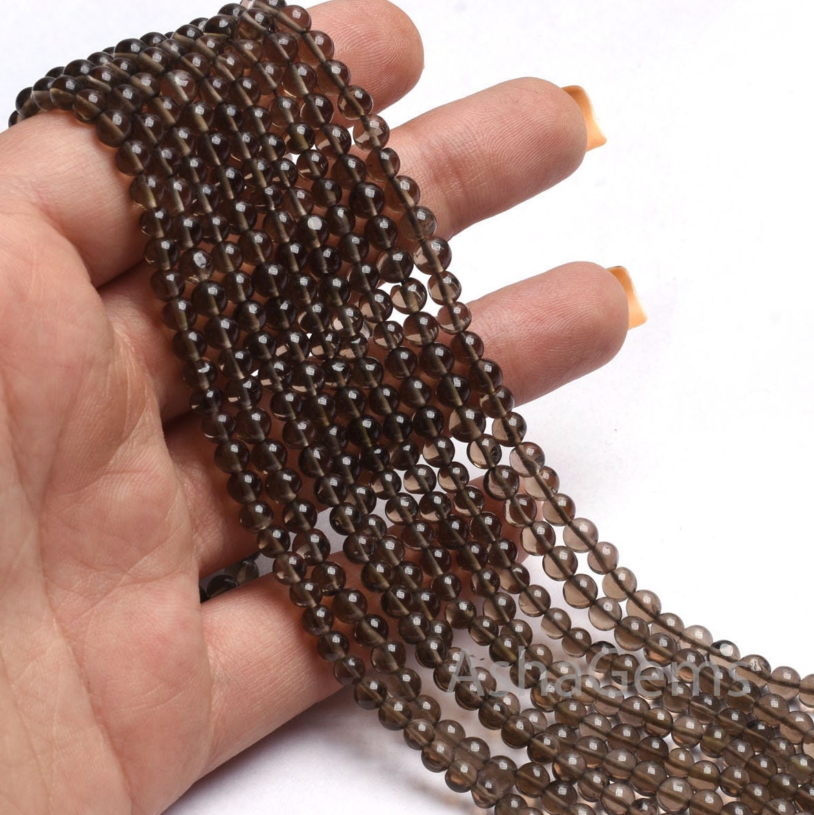 4 mm Natural Smoky Quartz Round Shape Gemstone Beads,13" Strand Fine Smoky Smooth Round Ball Beads, Smoky Beads Jewelry makings Crafts SALE