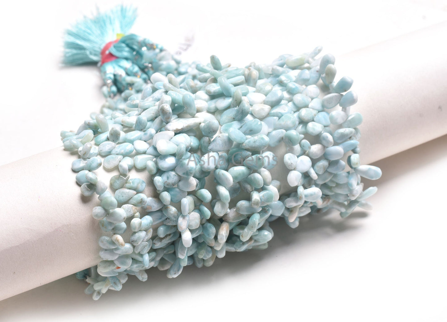 Natural Blue larimar Smooth Pears Shape Gemstone Beads,9"Strand larimar Plain Handmade Uneven Pear Beads, Larimar Teardrop Bead Jewelry SALE