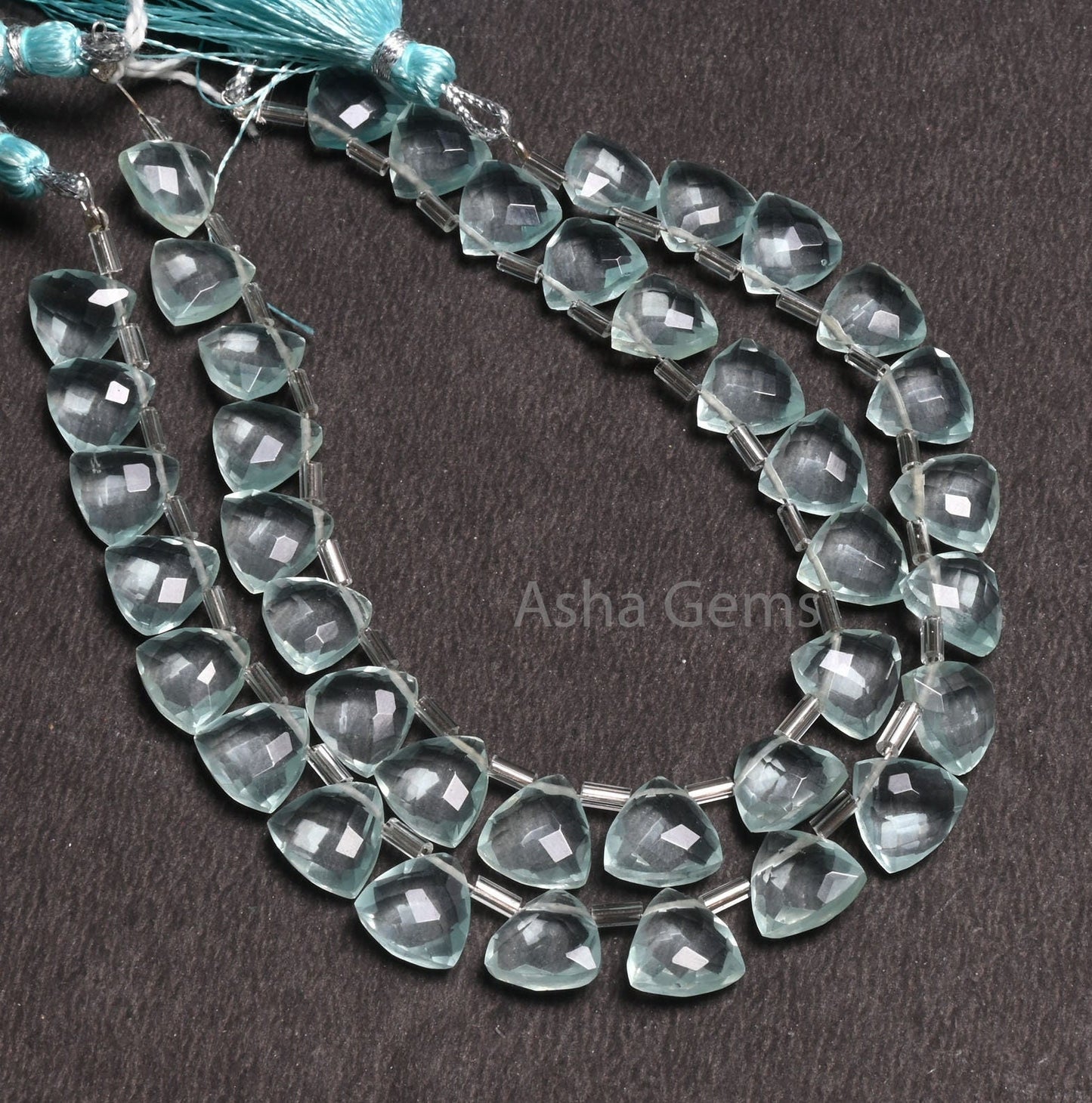 10mm AAA Quality Aqua Blue Hydro faceted Trillion Shape Beads,7.5" Aquamarine Color Hydro fancy Triangle Briolette Bead Jewelry Craft SALE