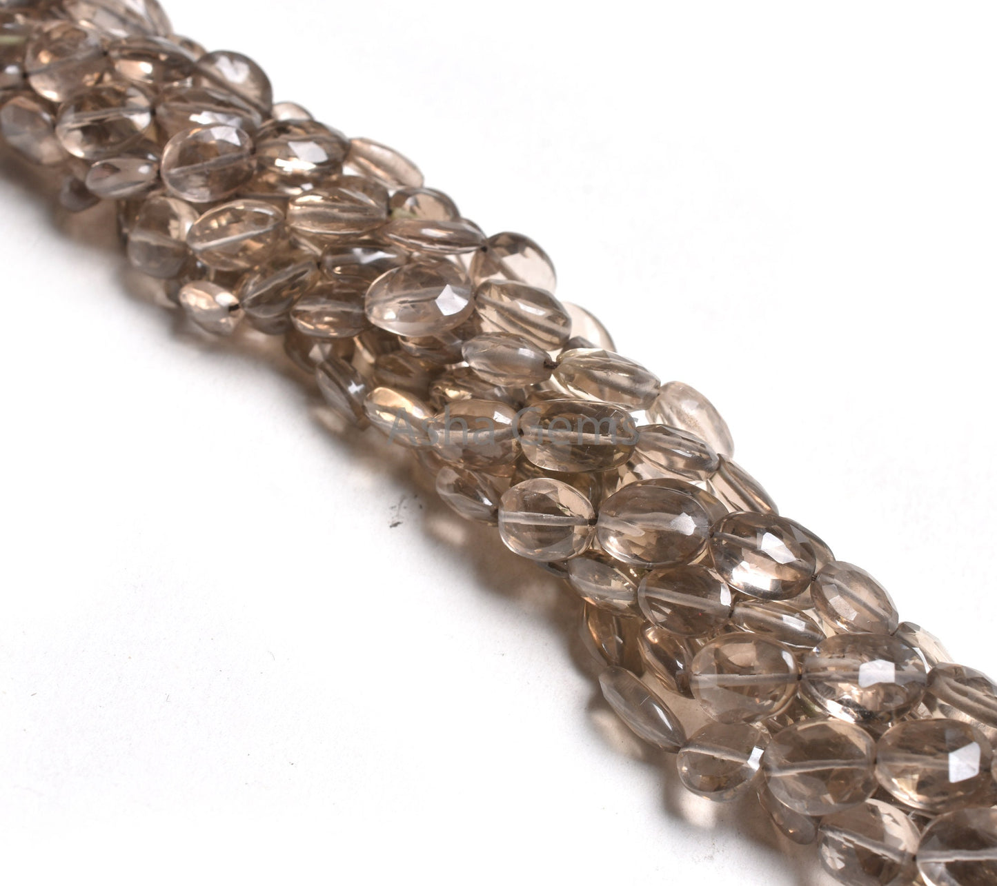 14" Strand Natural Smoky Quartz Faceted Oval Gemstone Beads, Fine Smoky Indian Hand Cut Oval Straight Drill Beads, Smoky Bead jewelry Crafts