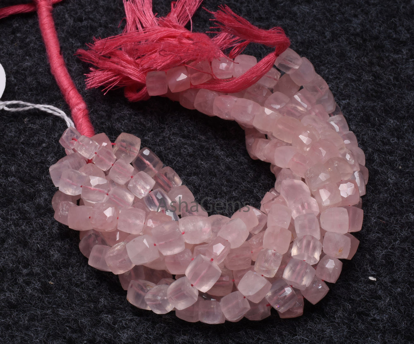 Natural Pink Rose Quartz Faceted Box Shape Beads,8" Strand Rose Quartz Cube beads, Pink Gemstone 3D Cube Box Beads For Jewelry Making Crafts