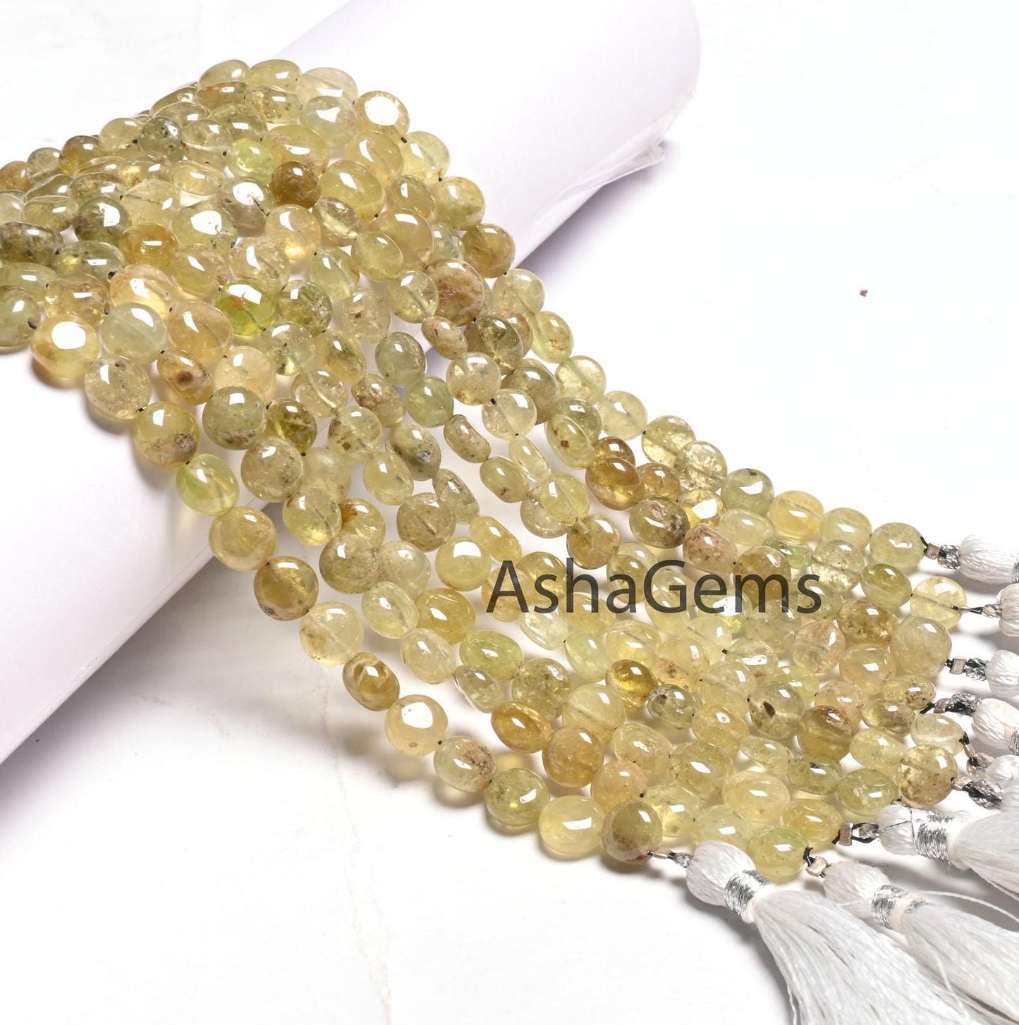 Natural Green Vessonite Smooth Coin Shape Handmade Beads, Vessonite Coin Straight Drill Gemstone Loose Beads Vesuvianite Bead Jewelry Crafts