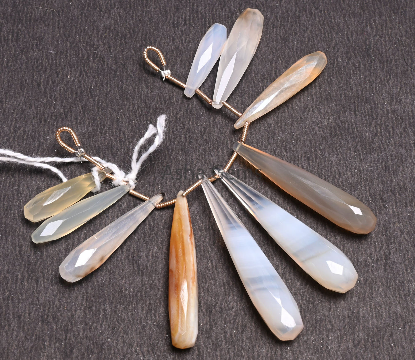 Beautiful Multi White Grey Chalcedony Silver Coated Drop Beads, Fine Chalcedony Faceted Fancy Long Pencil Teardrop Gemstone Beads Jewelry