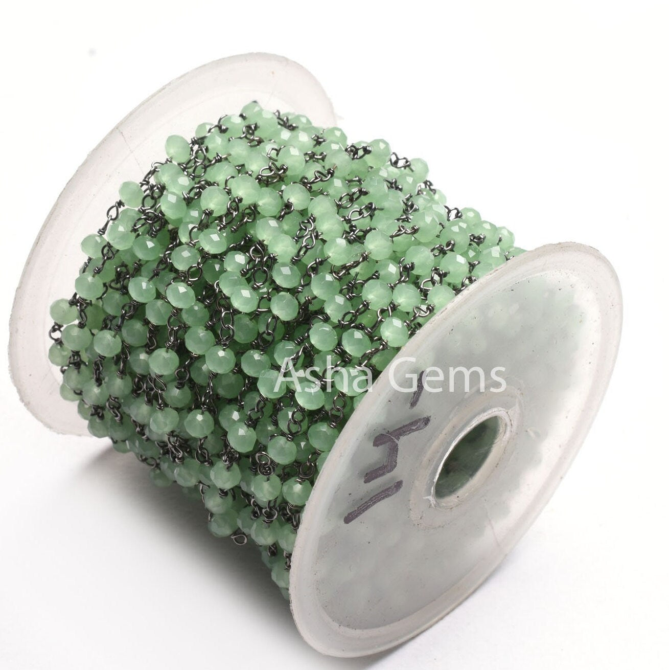 4mm AAA Green Quartz Hydro Faceted Rondelle Beads Rosary Chain Black Plated Wire Wrap Handmade Beaded Gunmetal Chain Jewelry Necklace Crafts