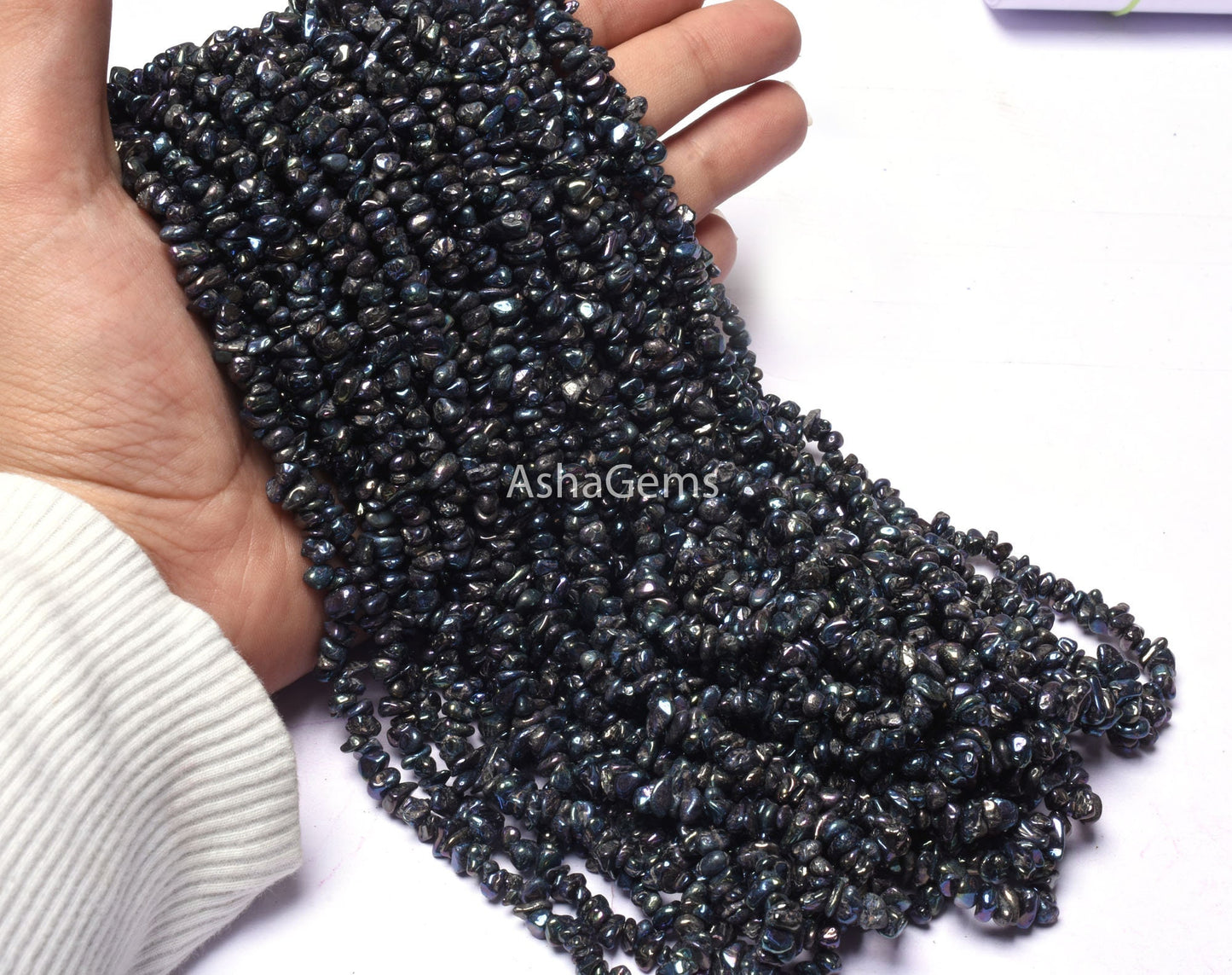 Rare Natural Black Spinel Mystic Coated Uncut Chip Beads,34"Beautiful Spinel Coated Rough Raw Gemstone Beads, Spinal bead Jewelry Craft SALE