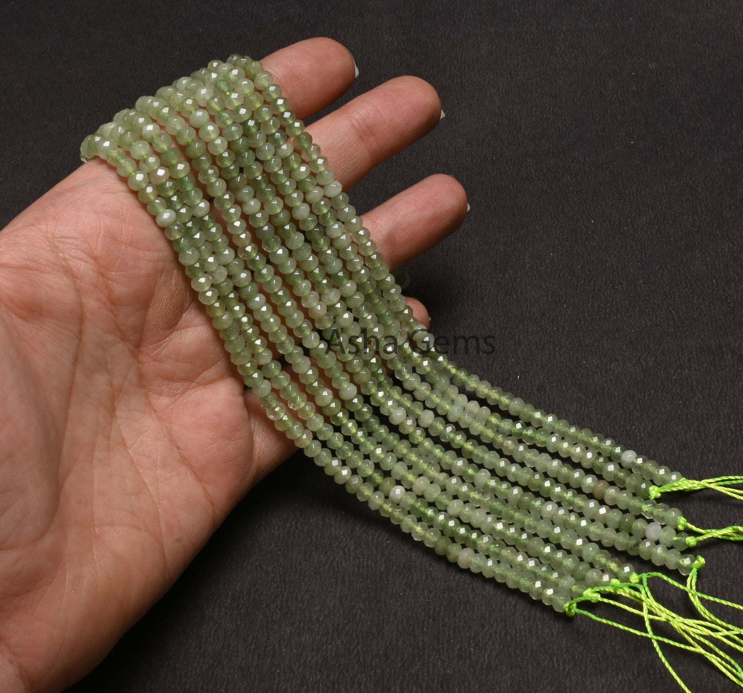 Shaded Light Green Jade Quartz Machine Cut Beads4.5 mm Fine Green Jade Quartz Faceted Rondelle Gemstone Loose Bead,13.5" Jewelry Crafts SALE
