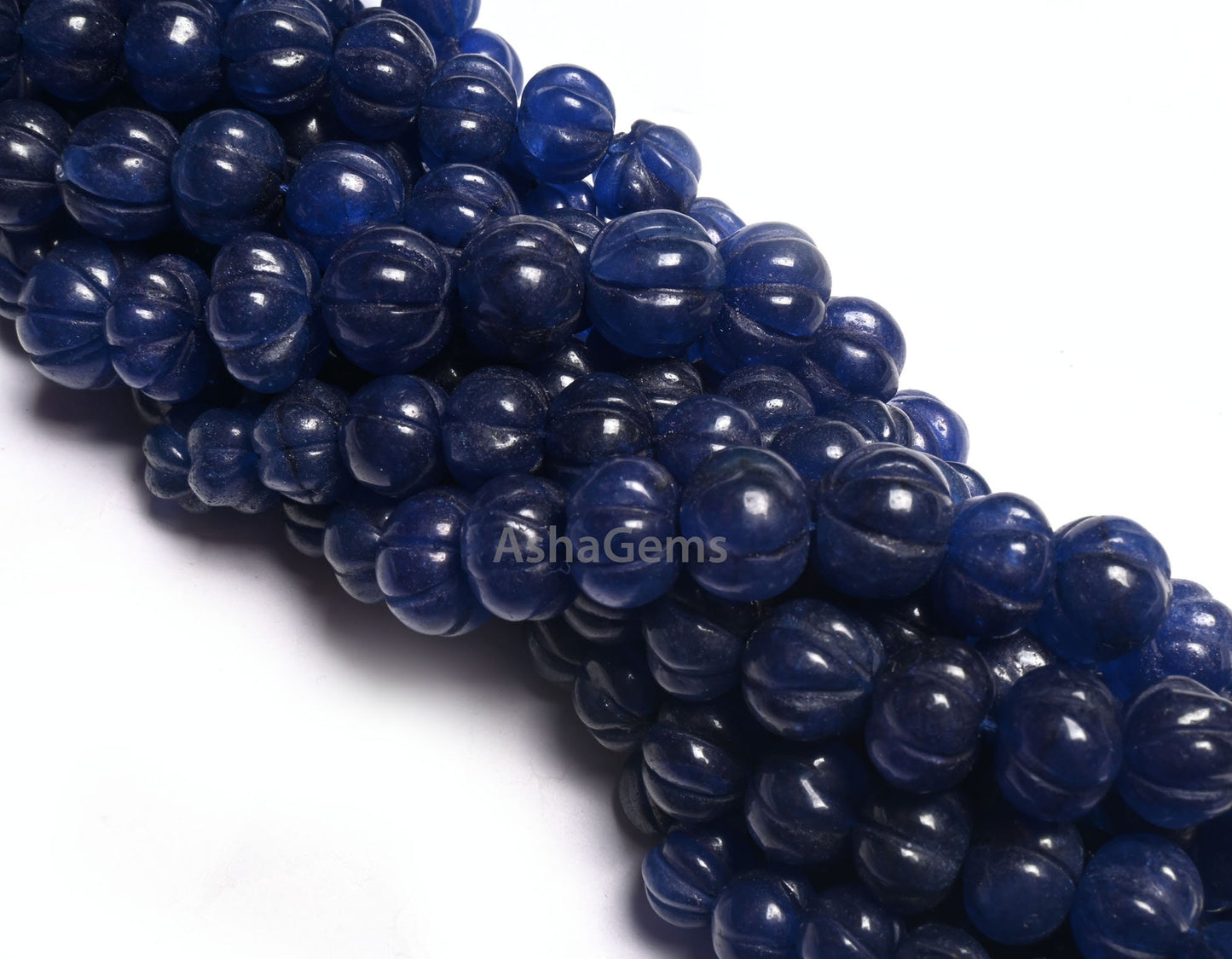 Fine Blue Quartz carved Pumpkin Beads, Blue Quartz carving watermelon Bead Handmade Carve Rondelle Gemstone Melon Bead Jewelry Necklace SALE