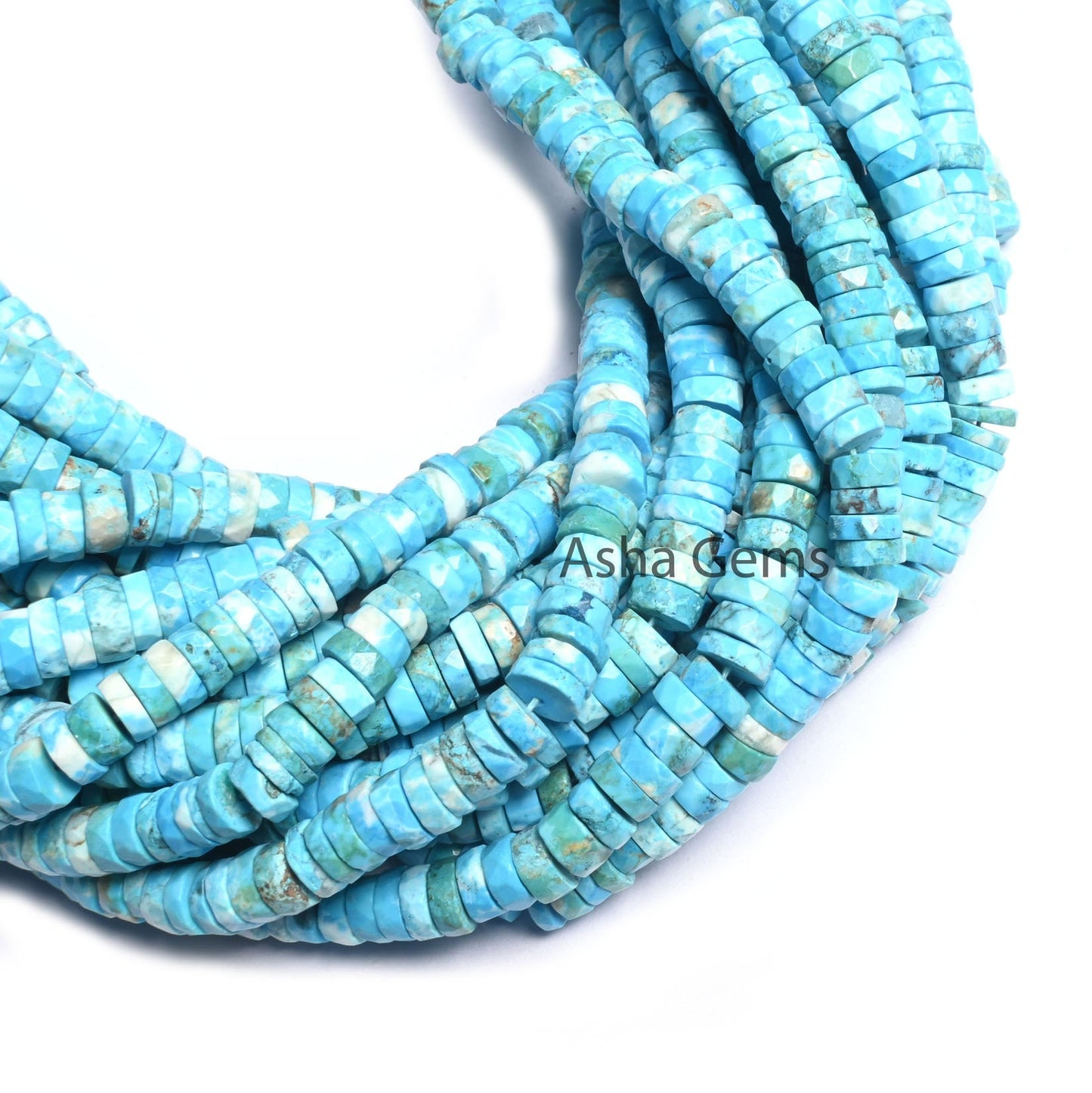 Beautiful Blue Turquoise Howlite Faceted Heishi Tyre Beads,6mm Turquoise Indian Cut Flat Wheel Shape Gemstone Bead Jewelry Making Craft SALE
