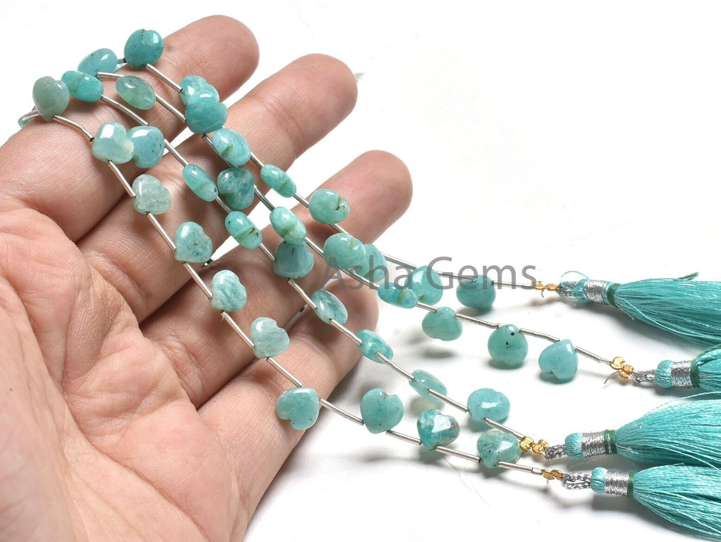 8 mm Blue Amazonite Carving Heart Shape Beads, Natural Amazonite Fancy Carved Heart Side Drill Gemstone Beads, Fine Amazonite Beads Jewelry