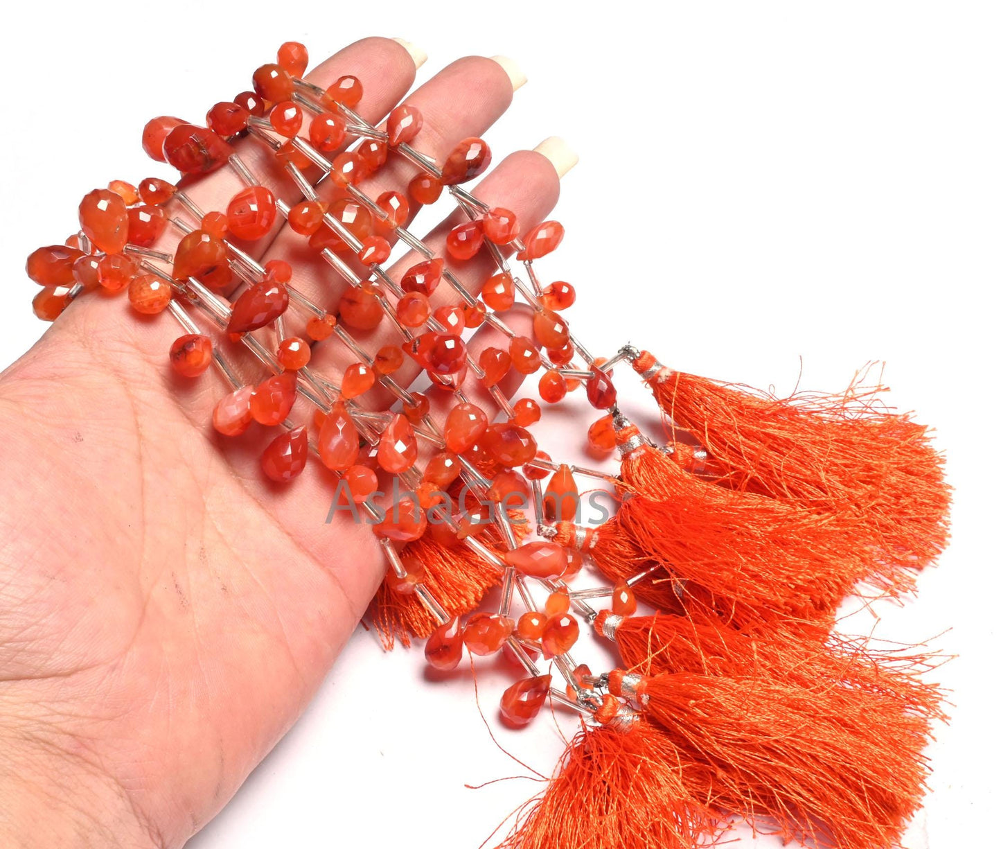 Natural Red Carnelian Faceted Drop Shape Gemstone Loose Beads, Carnelian Side Drill Teardrop Briolette carnelian Beads Jewelry Making Crafts
