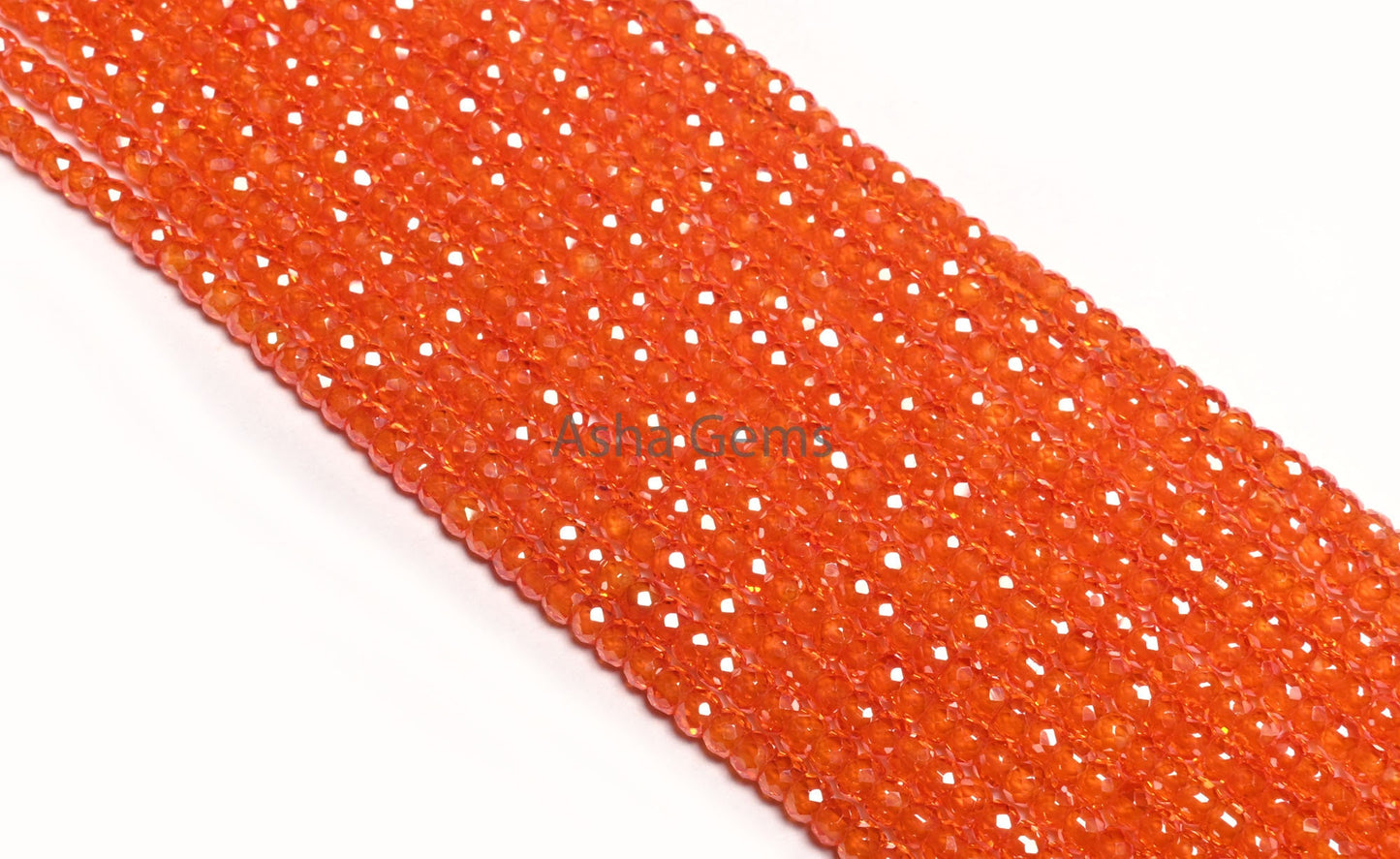 3 mm Beautiful Orange Zircon Micro Cut Rondelle Beads, AAA Quality Orange Zircon Machine Cut Faceted Beads,12.5" Cubic Zircon Beads Jewelry